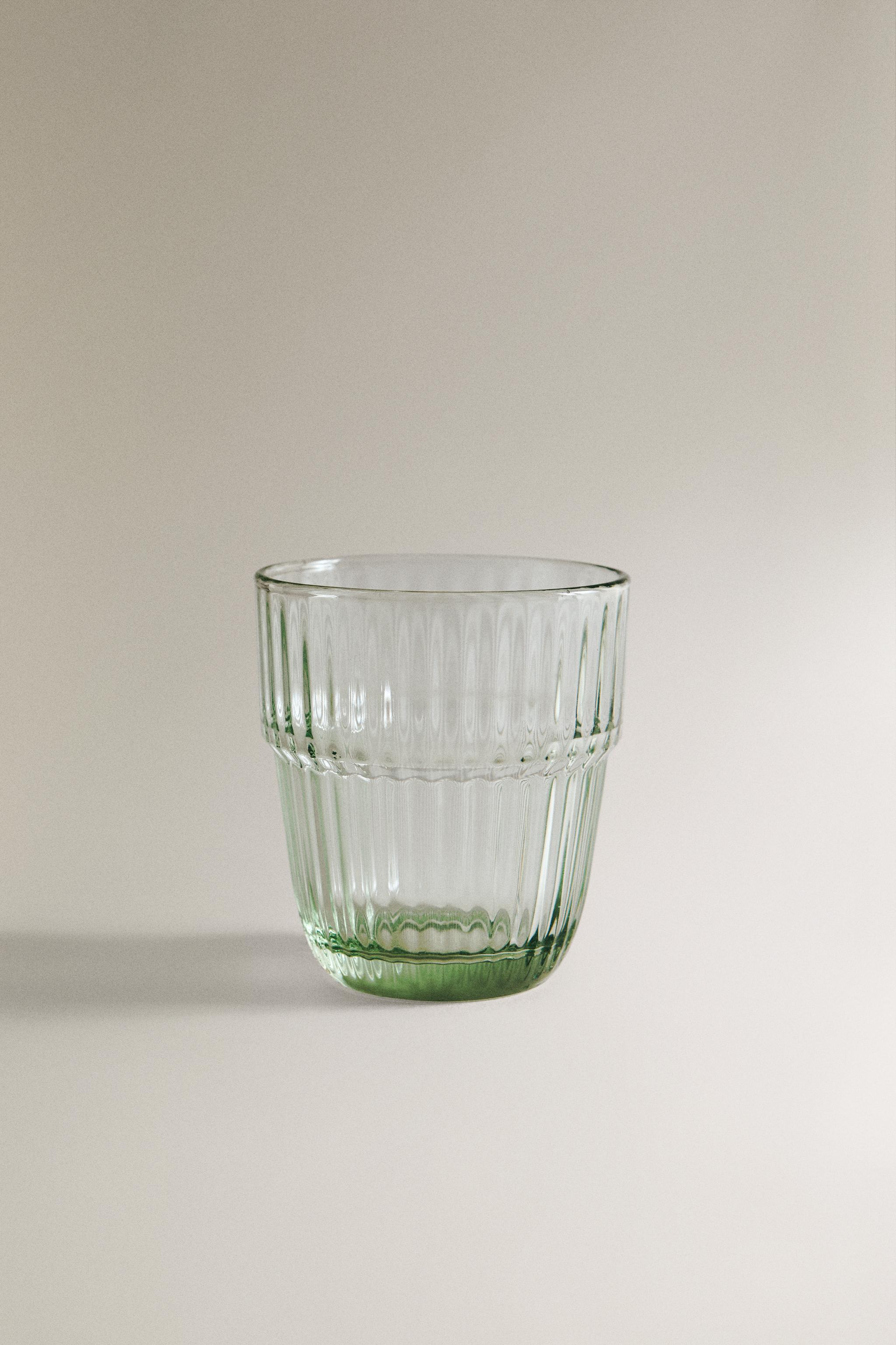 COLORED STRIPED GLASS TUMBLER