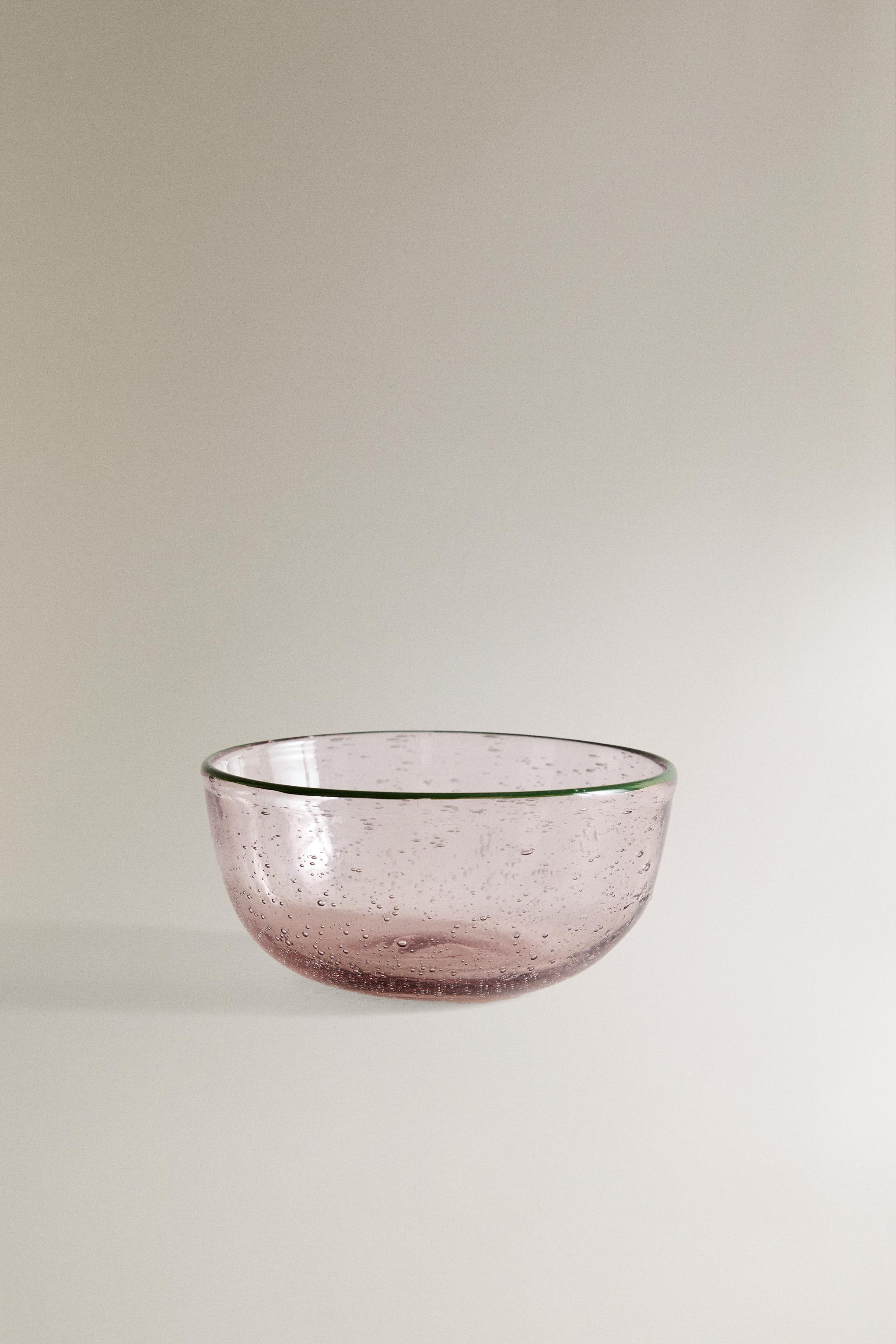 BUBBLE GLASS BOWL WITH RIM