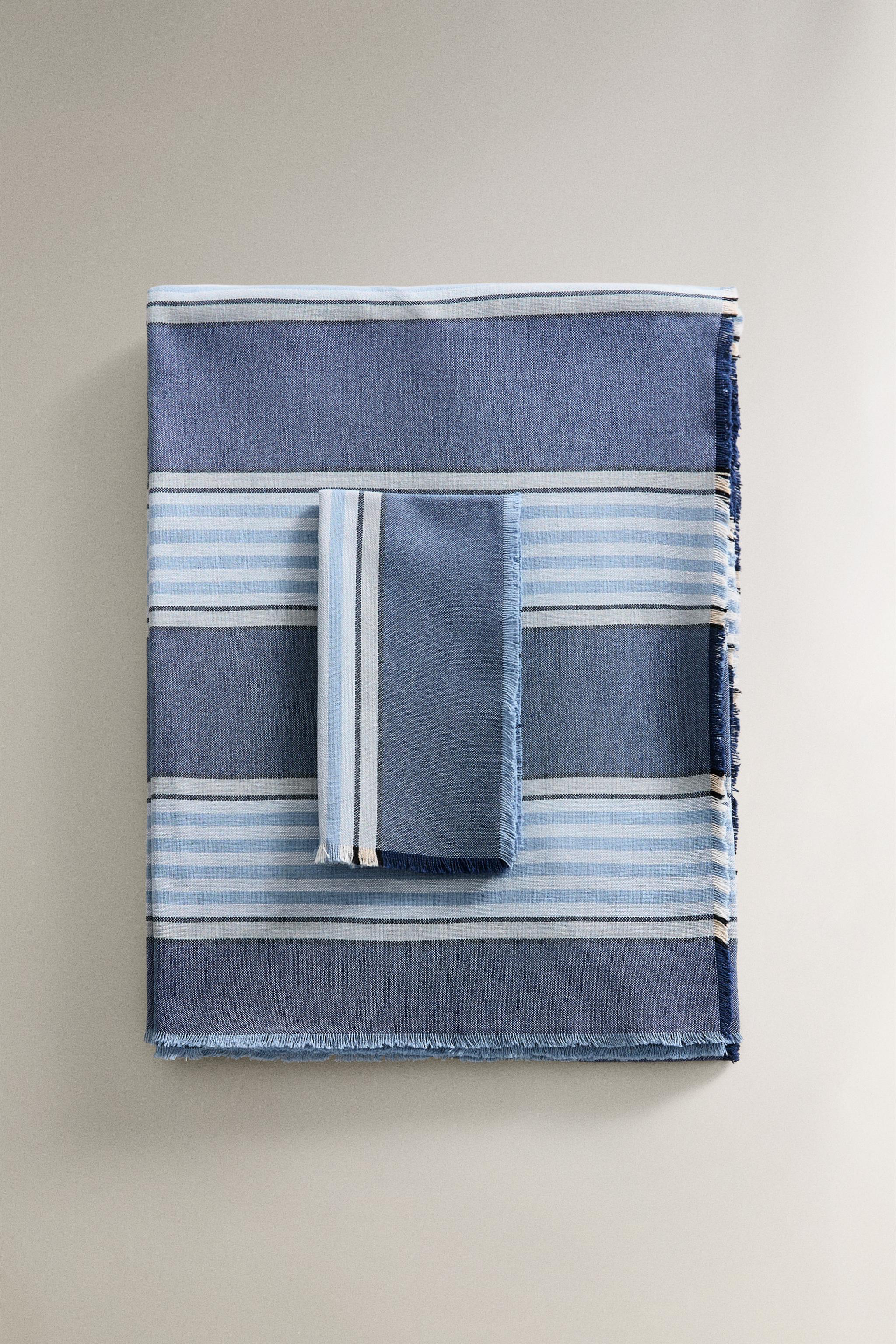 DYED THREAD STRIPED TABLECLOTH