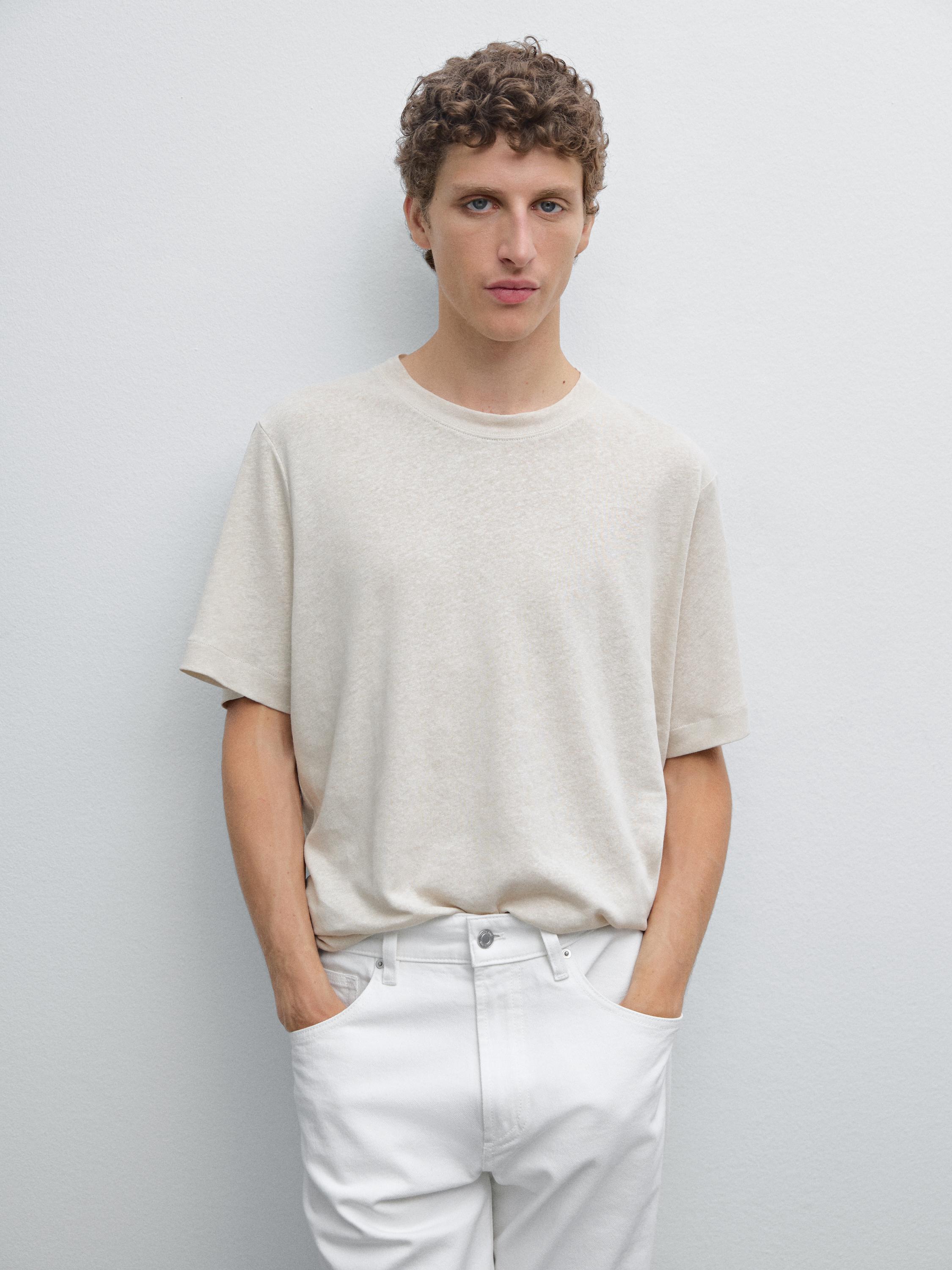 Short sleeve linen blend T-shirt
