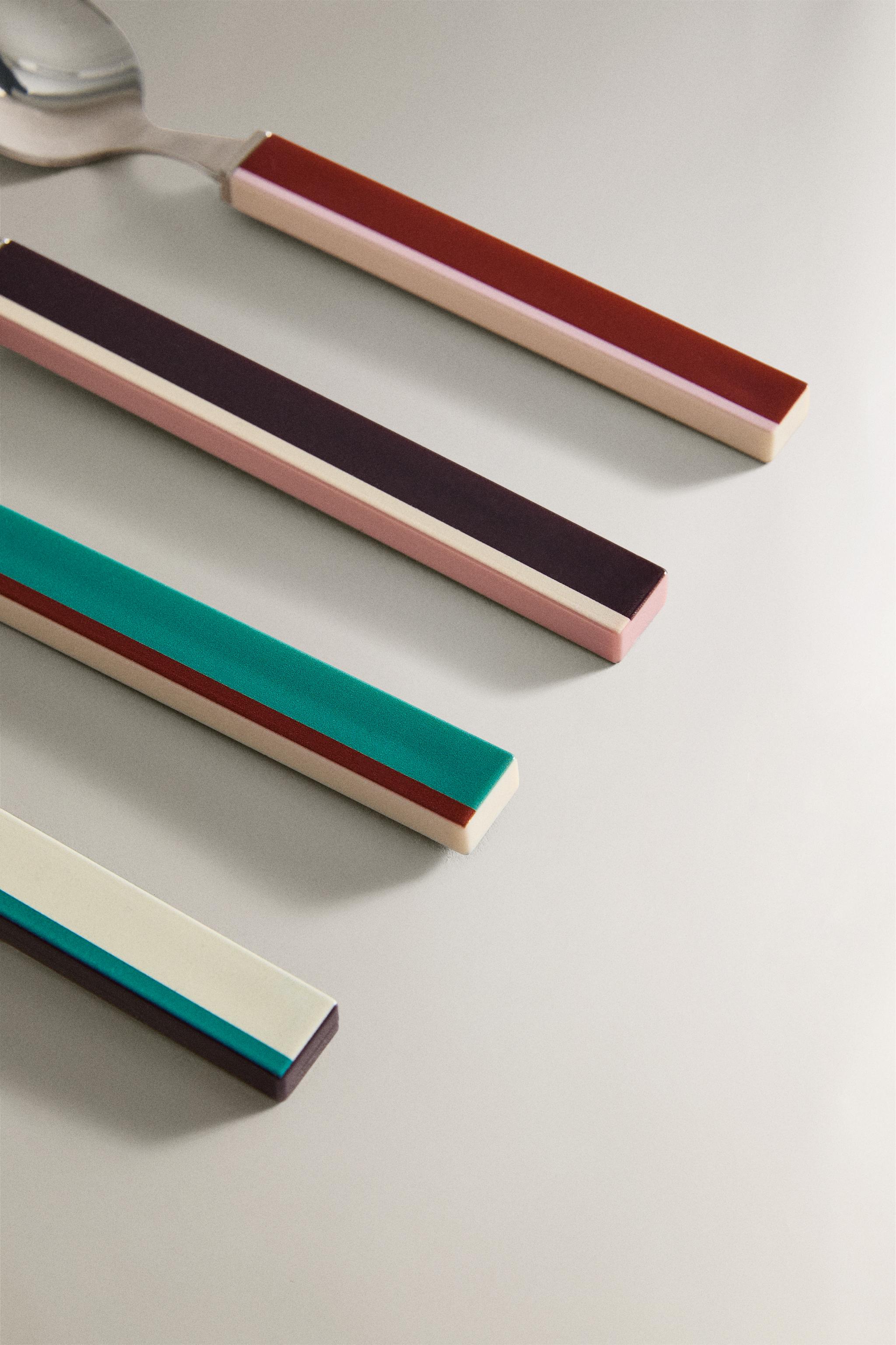 4-PIECE FLATWARE SET WITH STRIPED HANDLE X COLLAGERIE