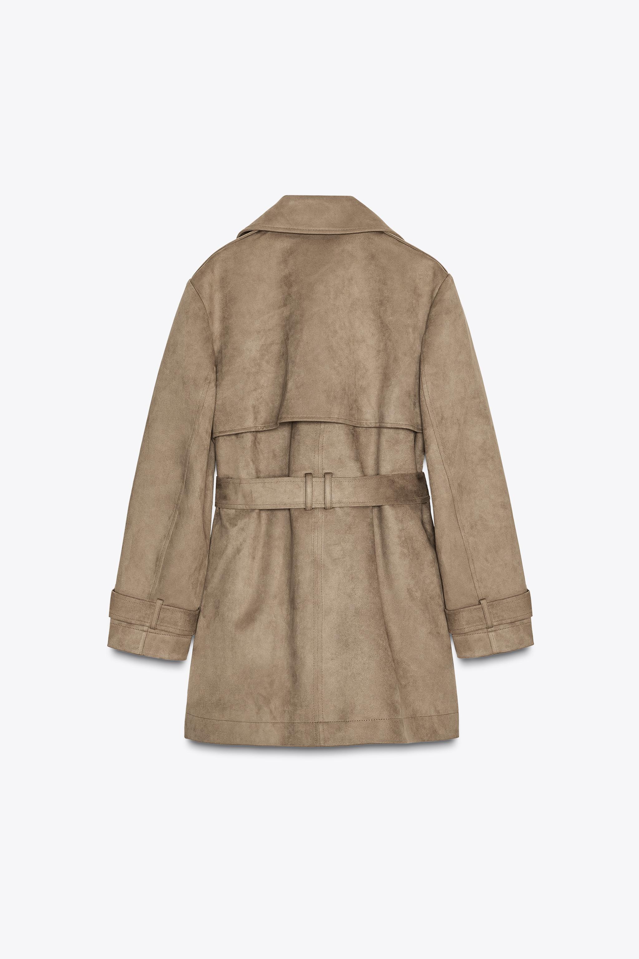 FAUX SUEDE TRENCH COAT