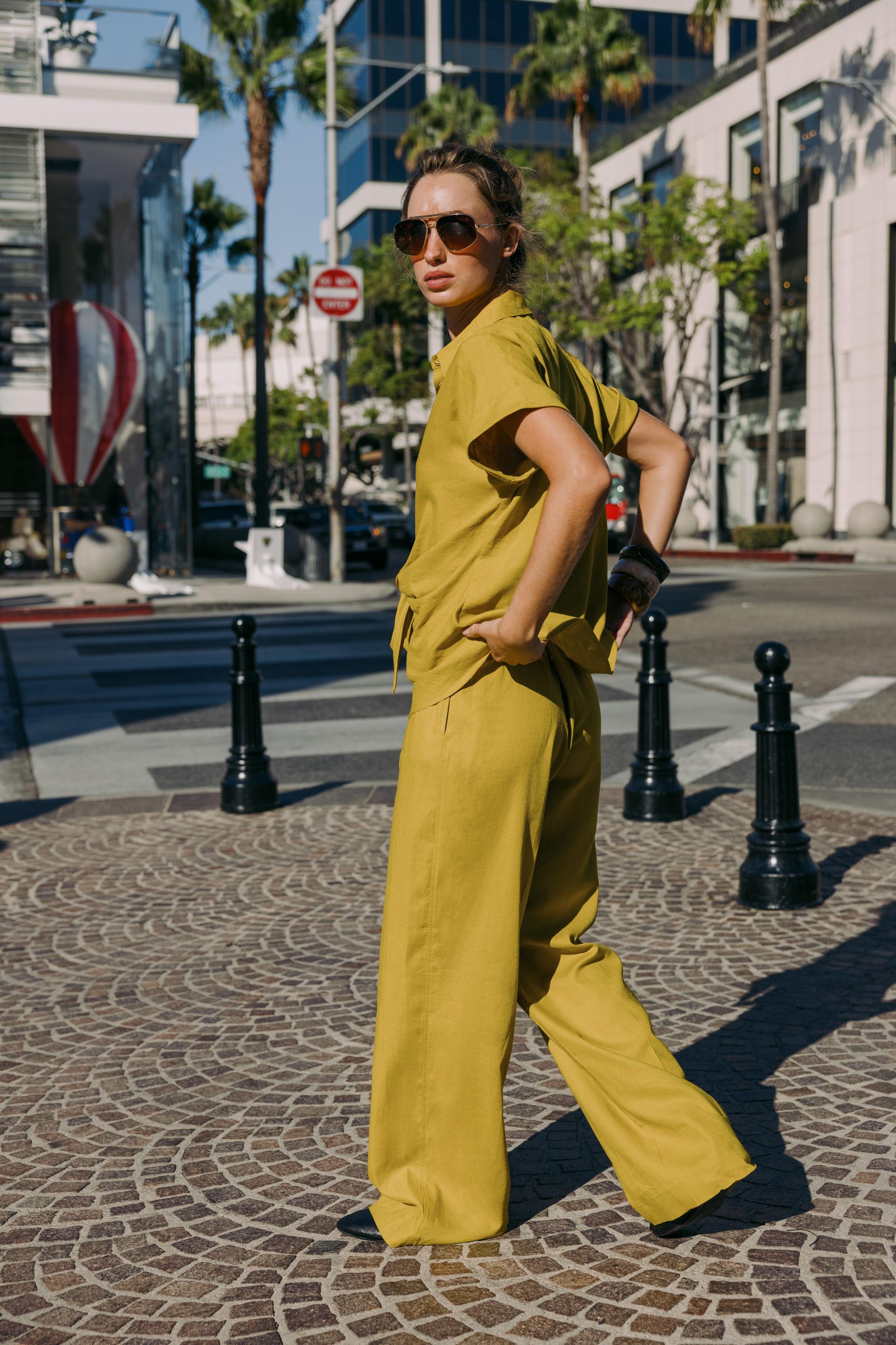 STRAIGHT LEG LINEN PANTS