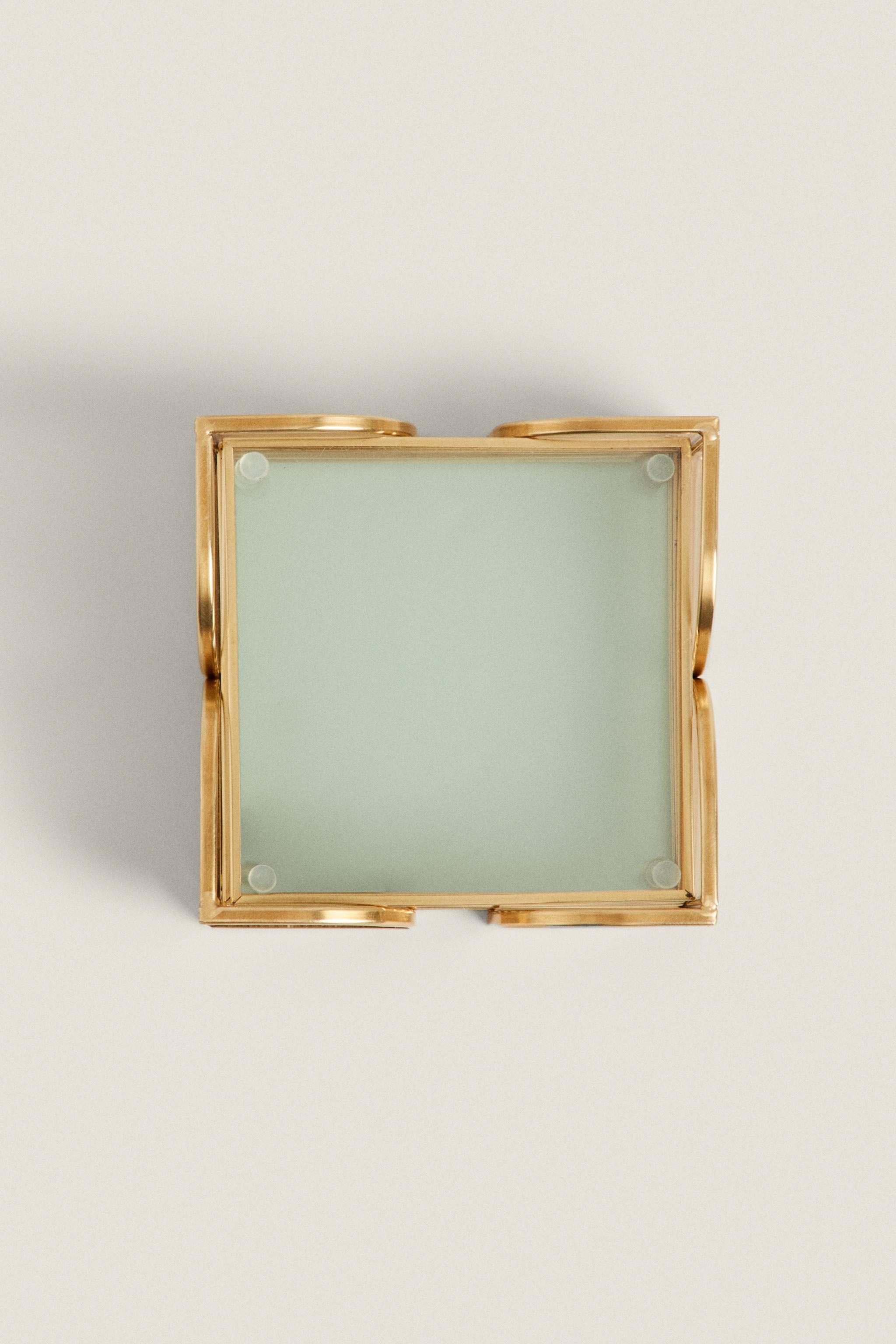 SET OF METAL AND GLASS COASTERS (SET OF 6)