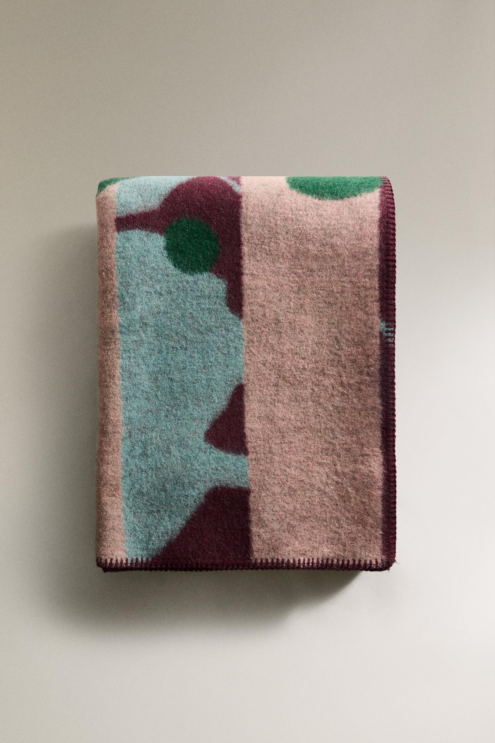 STRIPED WOOL BLANKET WITH BRANCH X COLLAGERIE