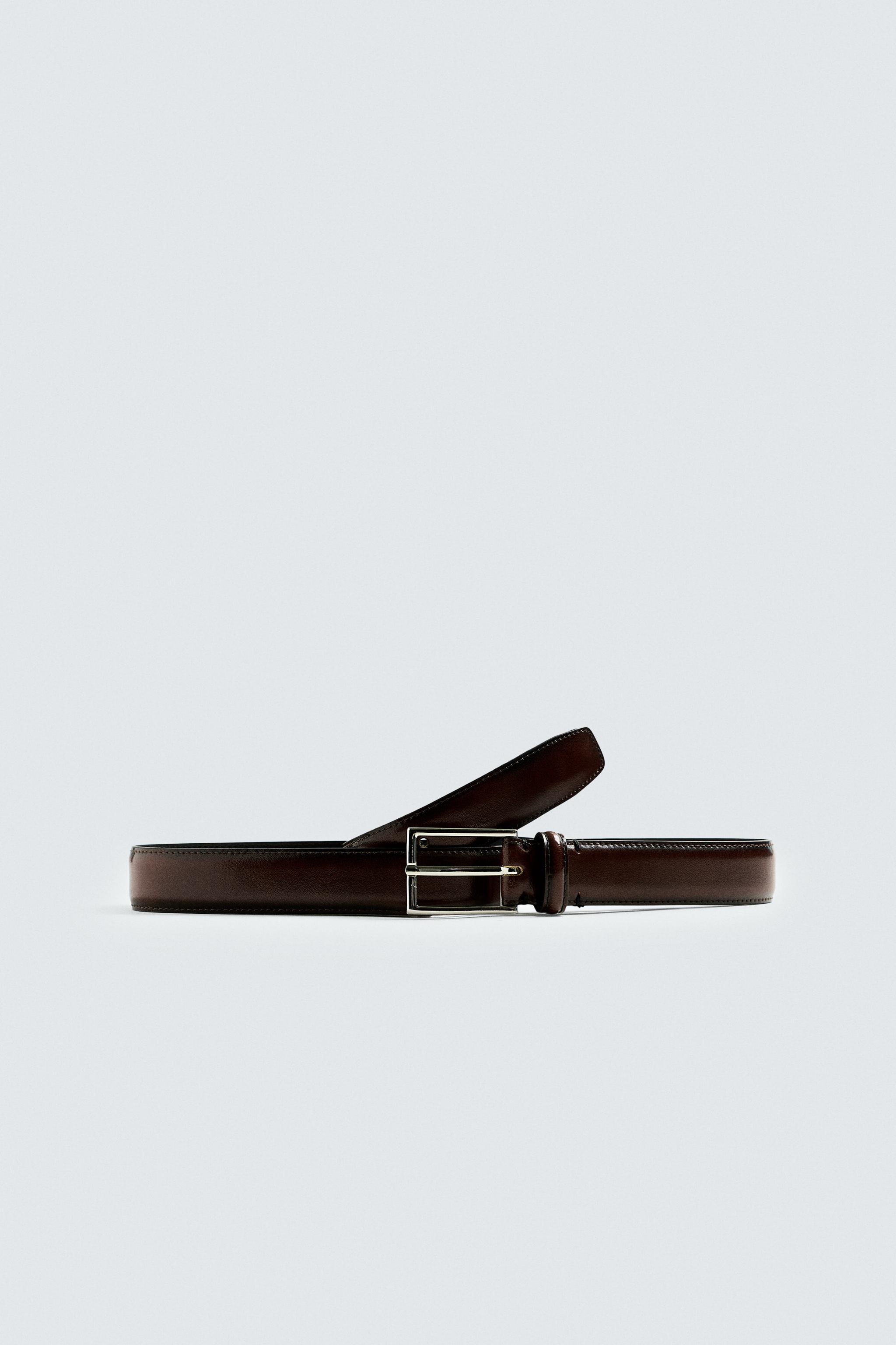 TOPSTITCHED LEATHER BELT