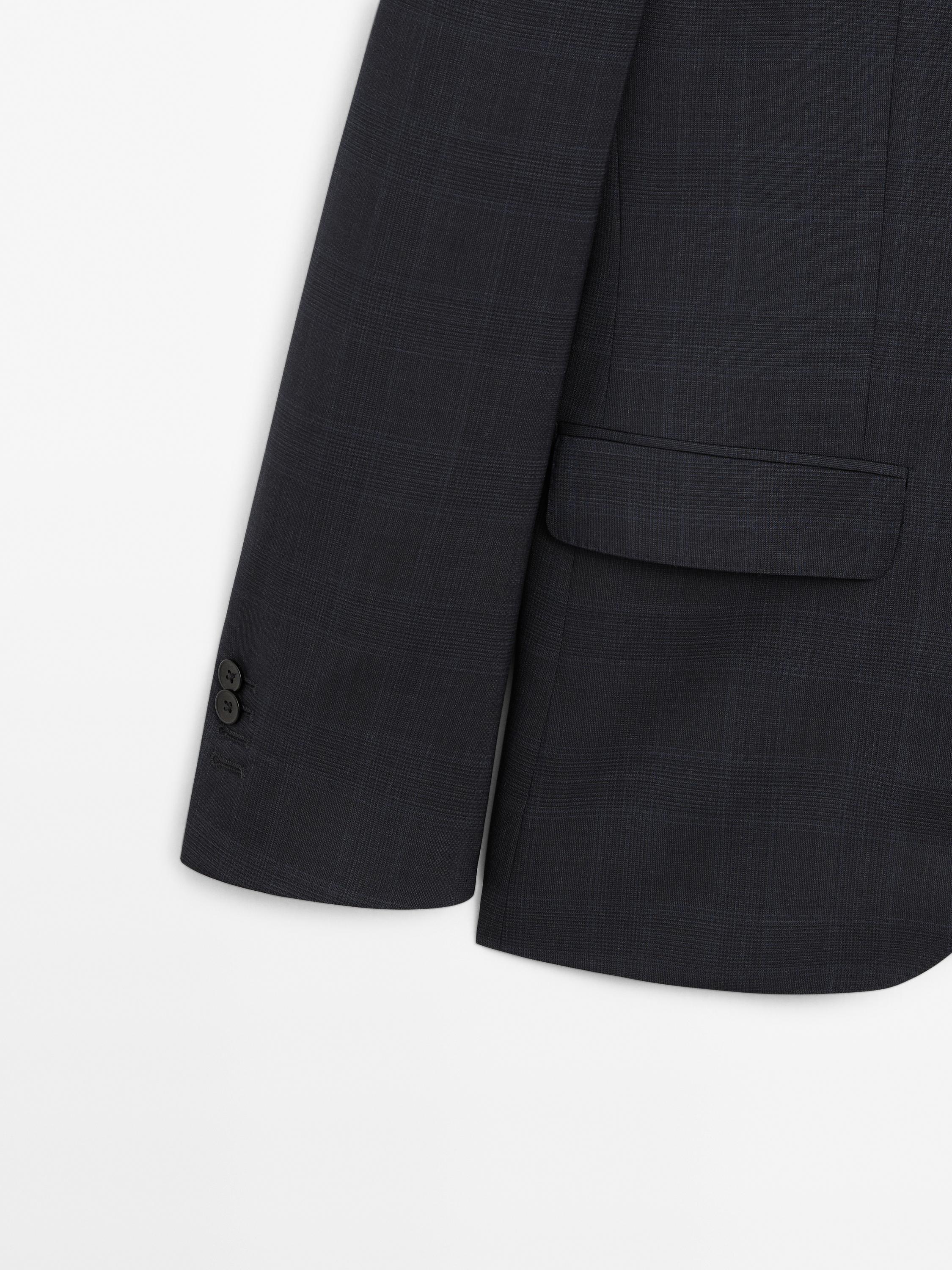 100% wool check suit blazer