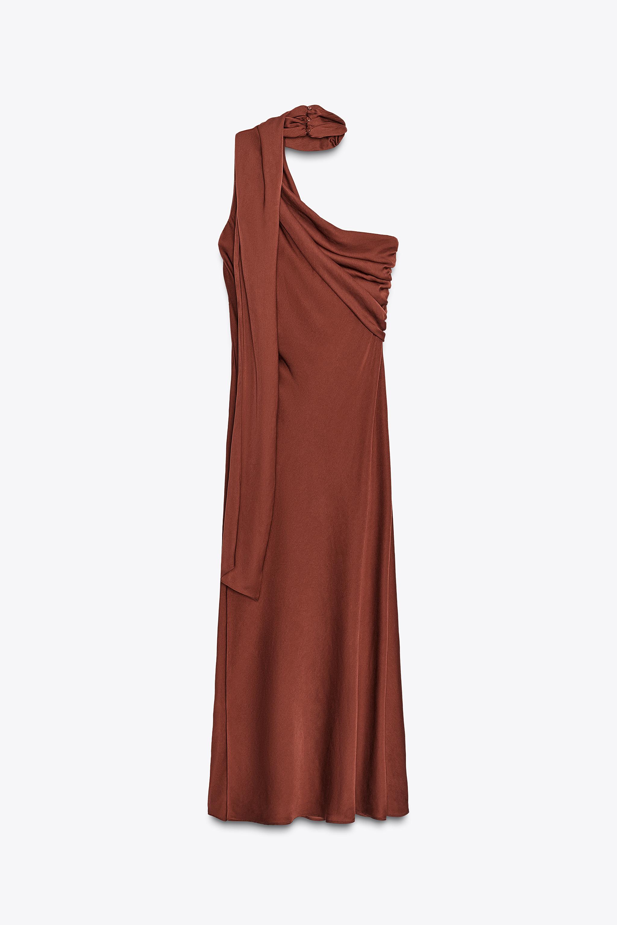 ASYMMETRIC SCARF MIDI DRESS