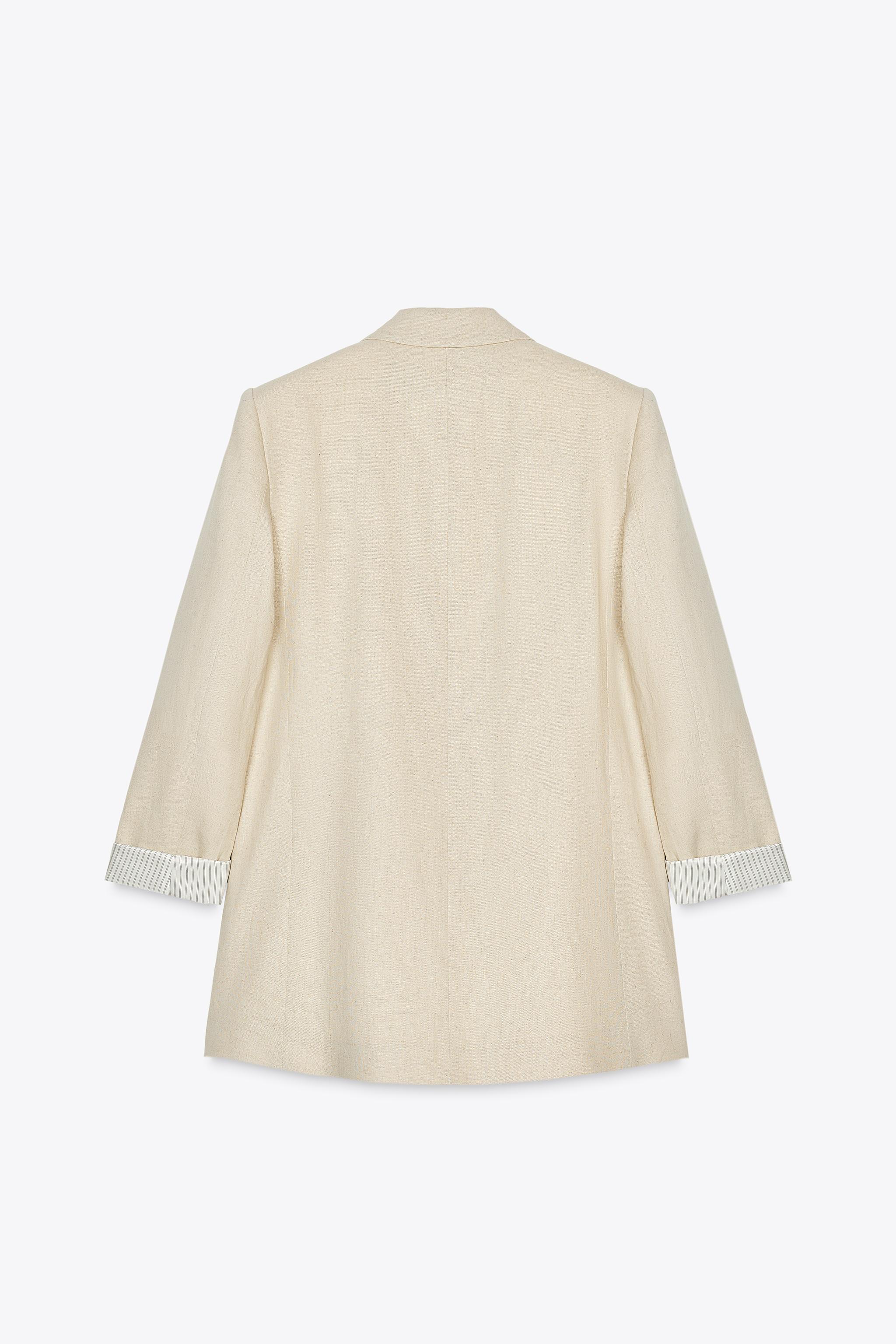 LINEN BLAZER WITH PRINTED CUFFS