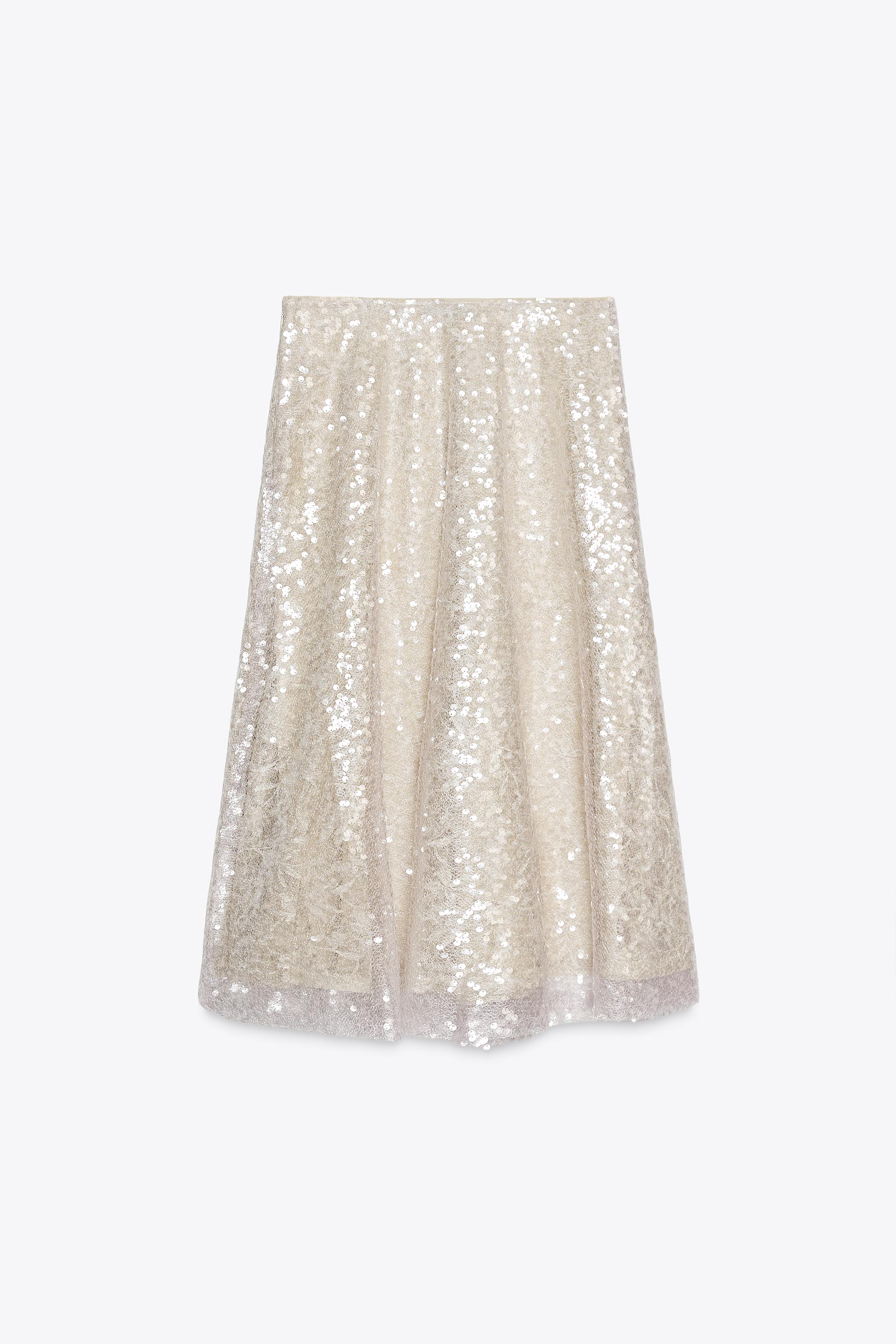 SEQUINED KNIT MIDI SKIRT