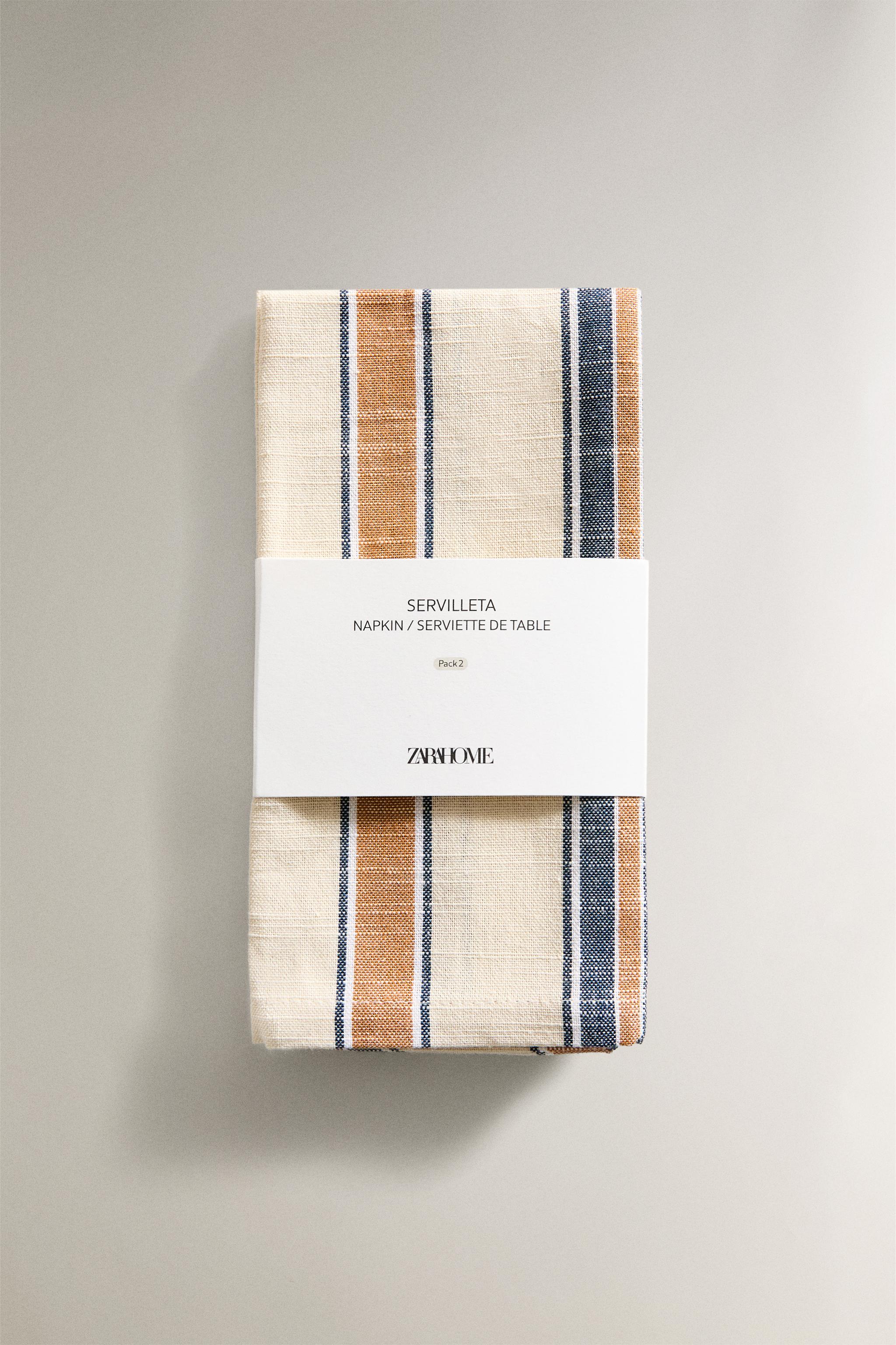 SET OF DYED THREAD STRIPED NAPKINS (SET OF 2)