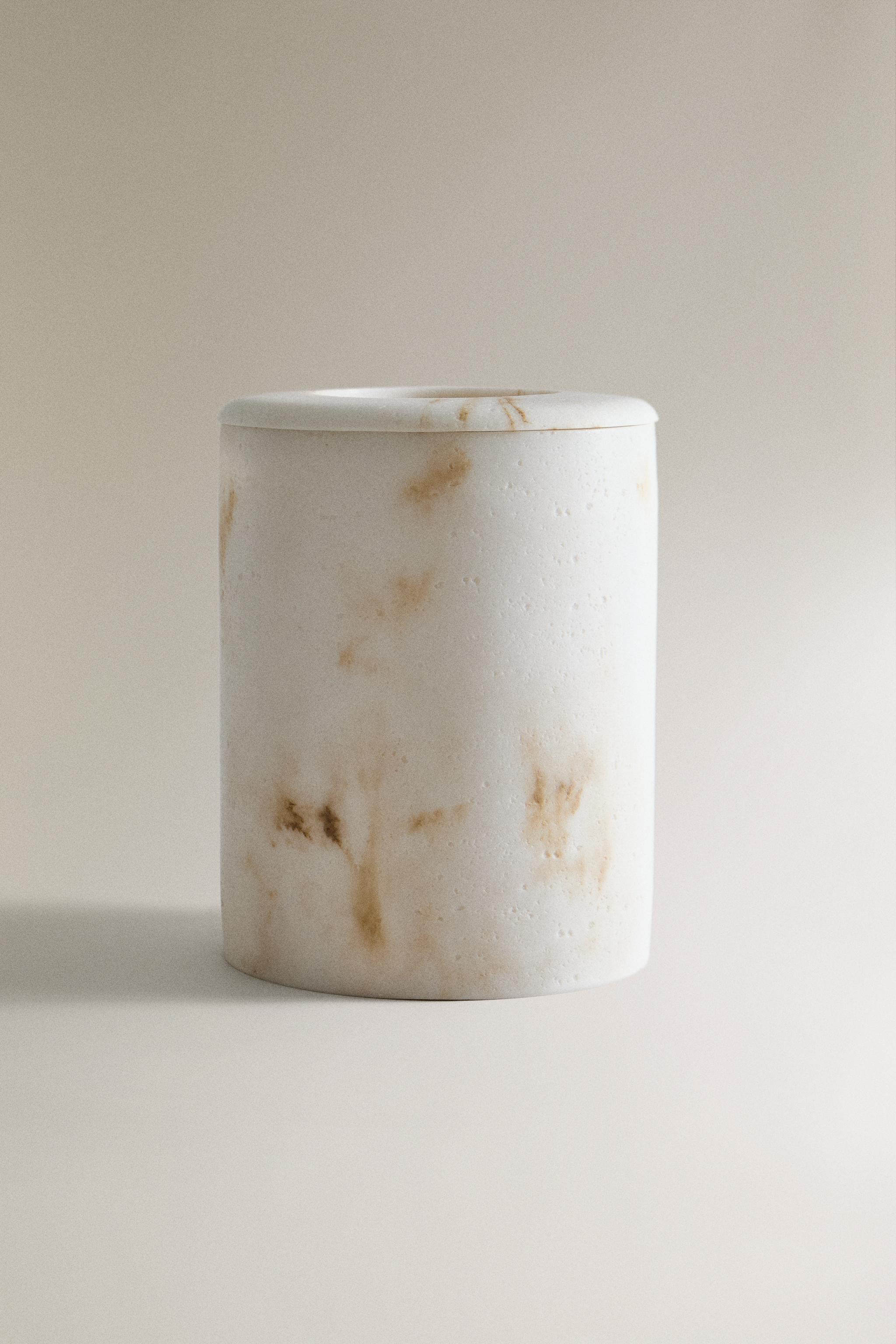 MARBLE-EFFECT BATHROOM TRASH CAN