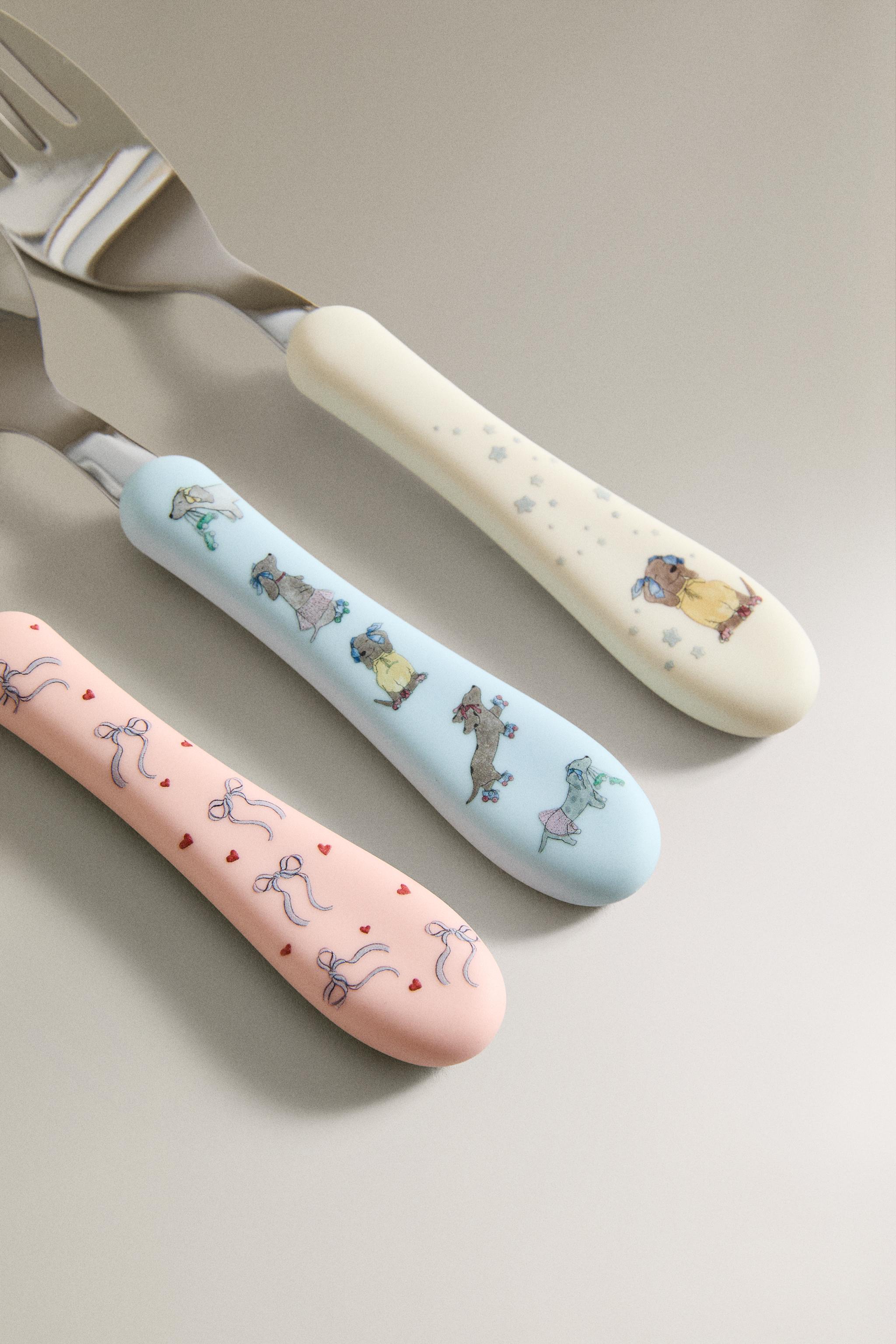 CHILDREN'S FLATWARE SET SKATING DOG