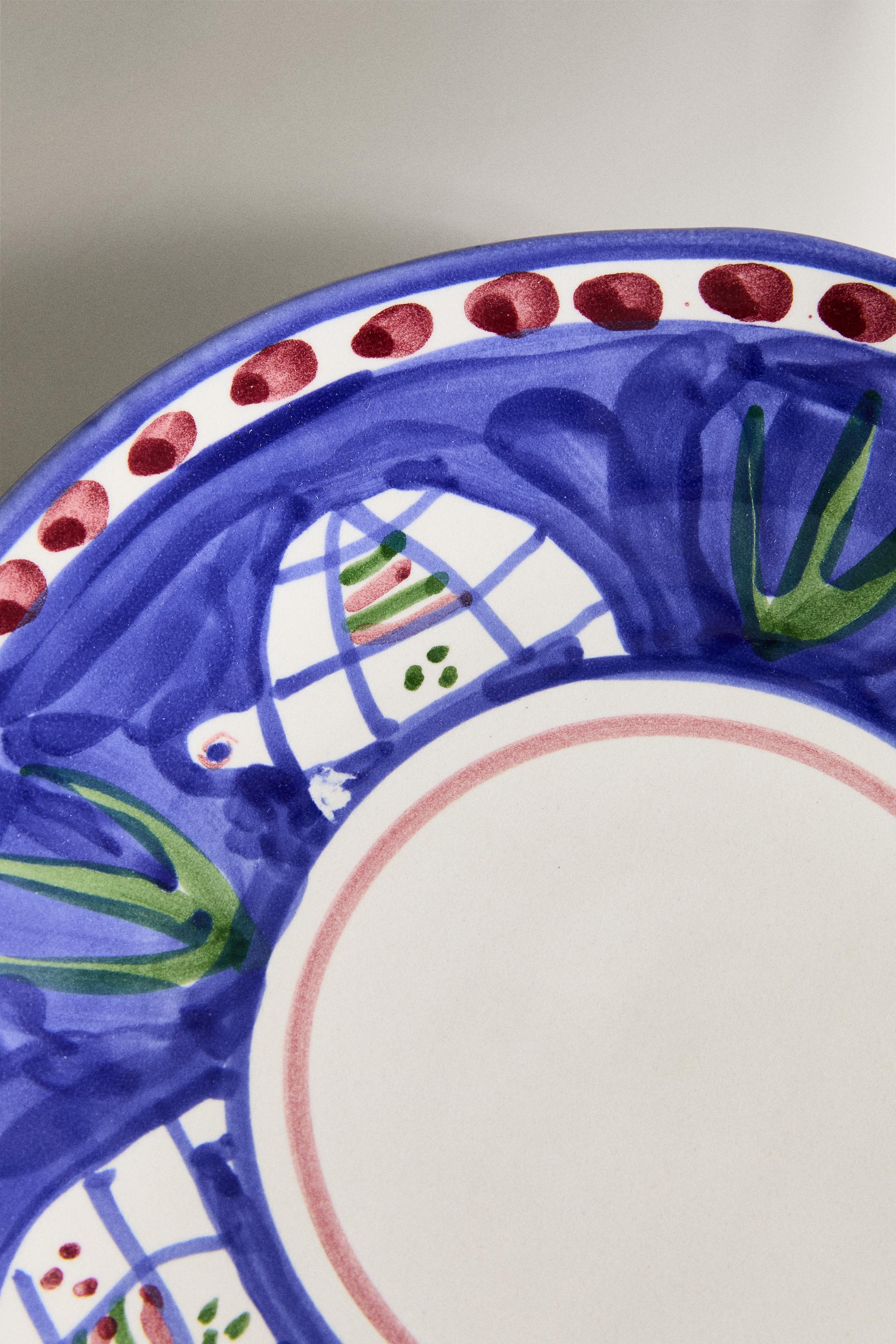 PAINTED CERAMIC DESSERT PLATE