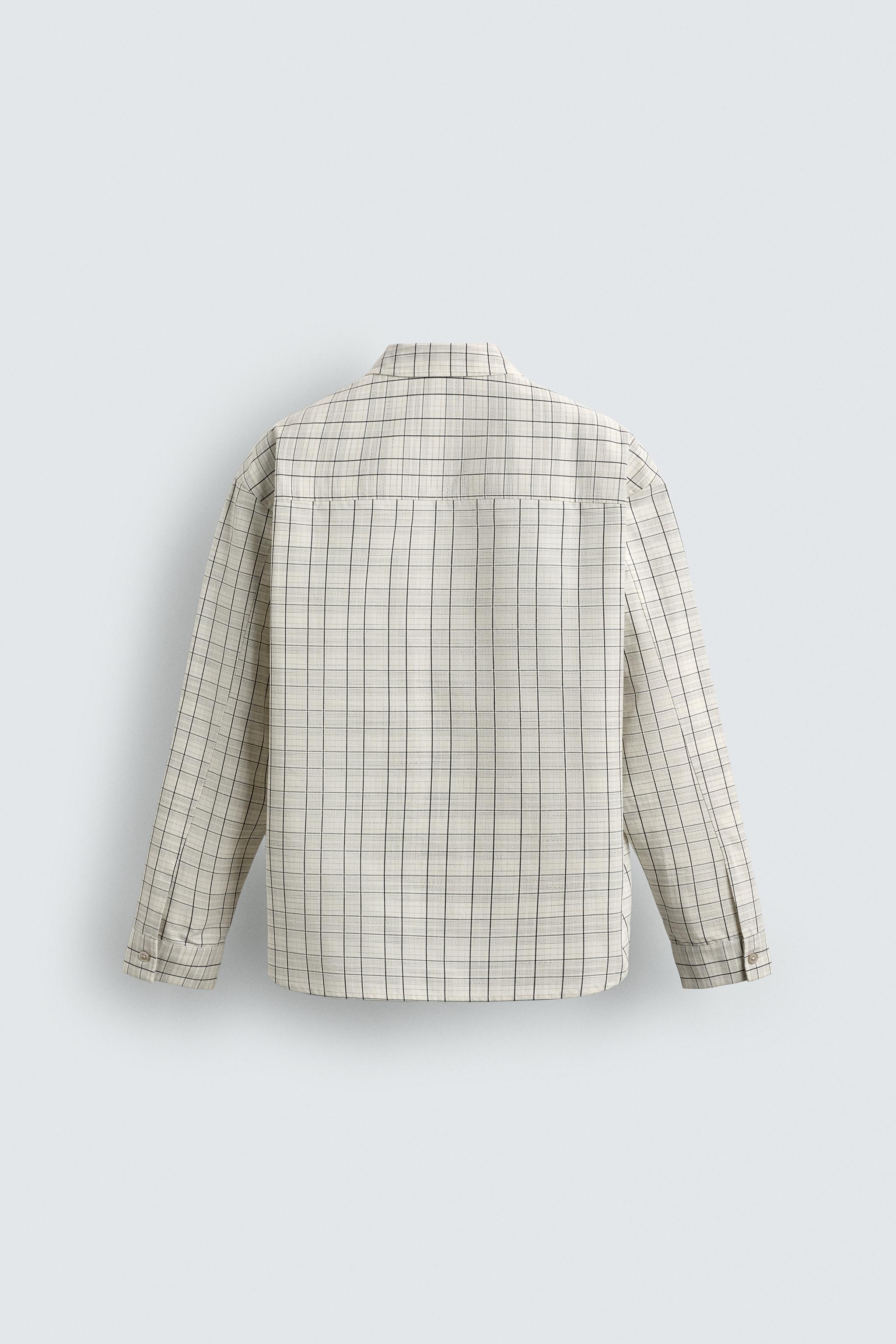 TEXTURED PLAID OVERSHIRT