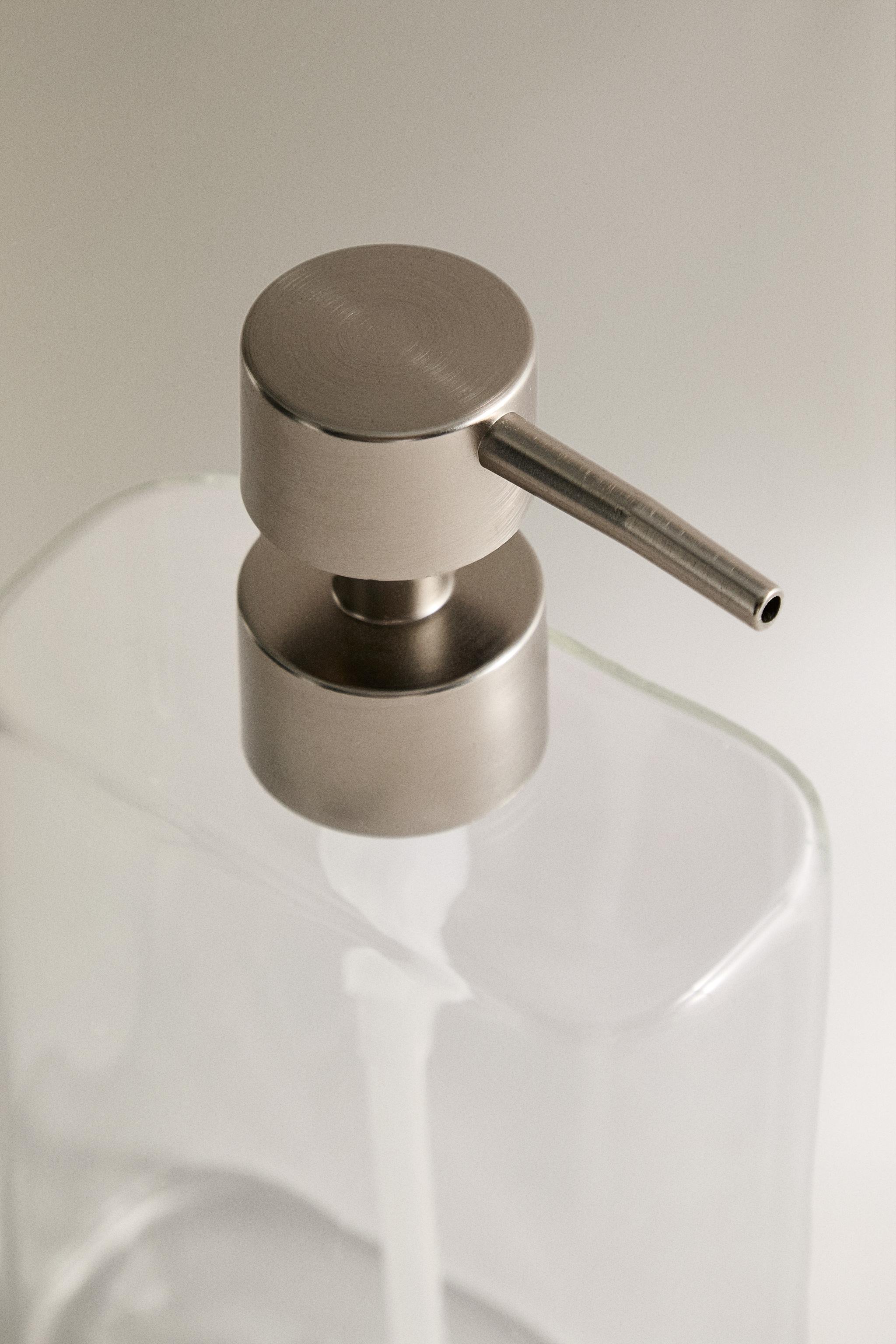 BOROSILICATE GLASS SOAP DISPENSER WITH LETTERS