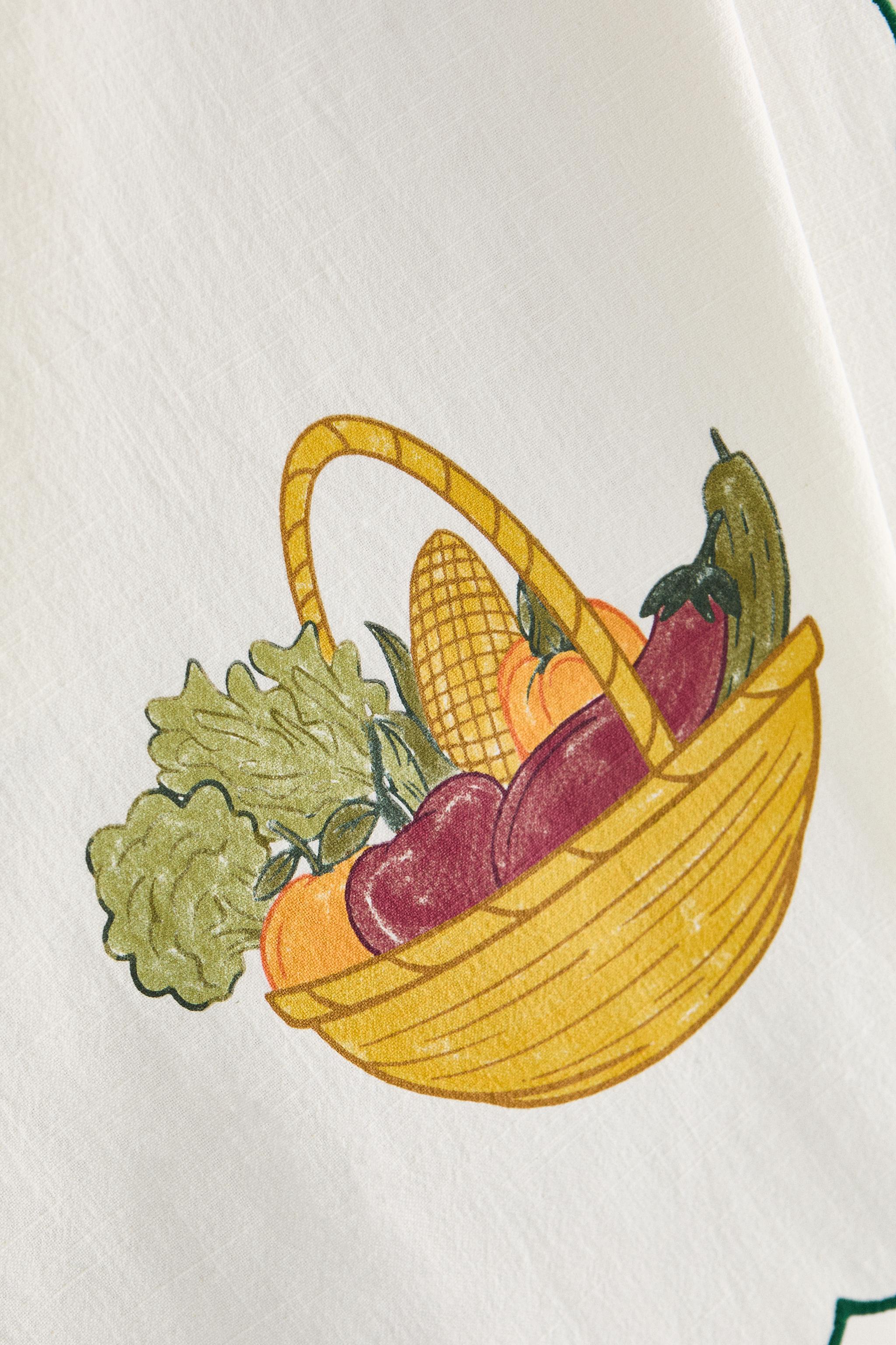 OPENWORK COTTON KITCHEN TOWEL WITH CONTRAST PRINT