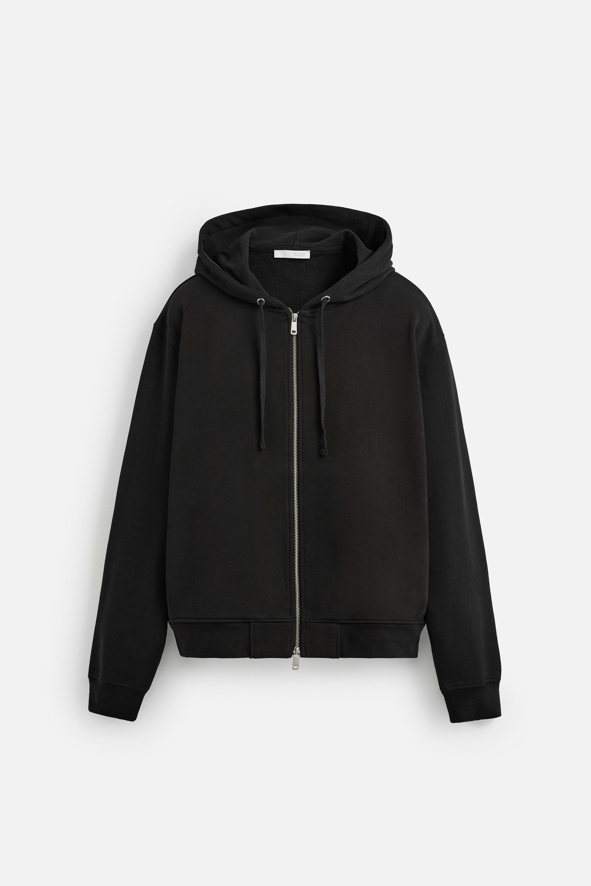 BASIC HOODED ZIP-UP SWEATSHIRT