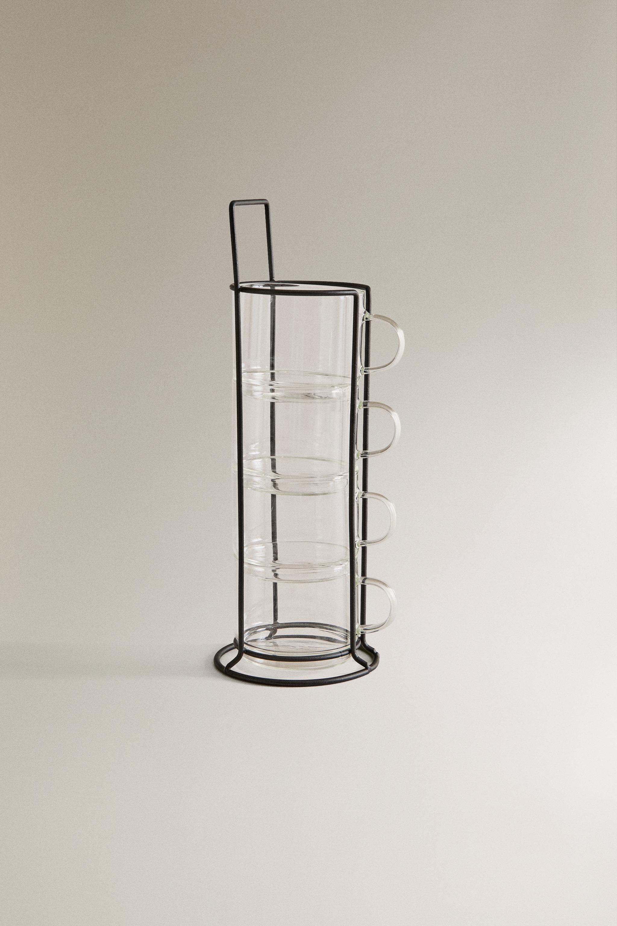 BOROSILICATE GLASS CUP TOWER (SET OF 4)