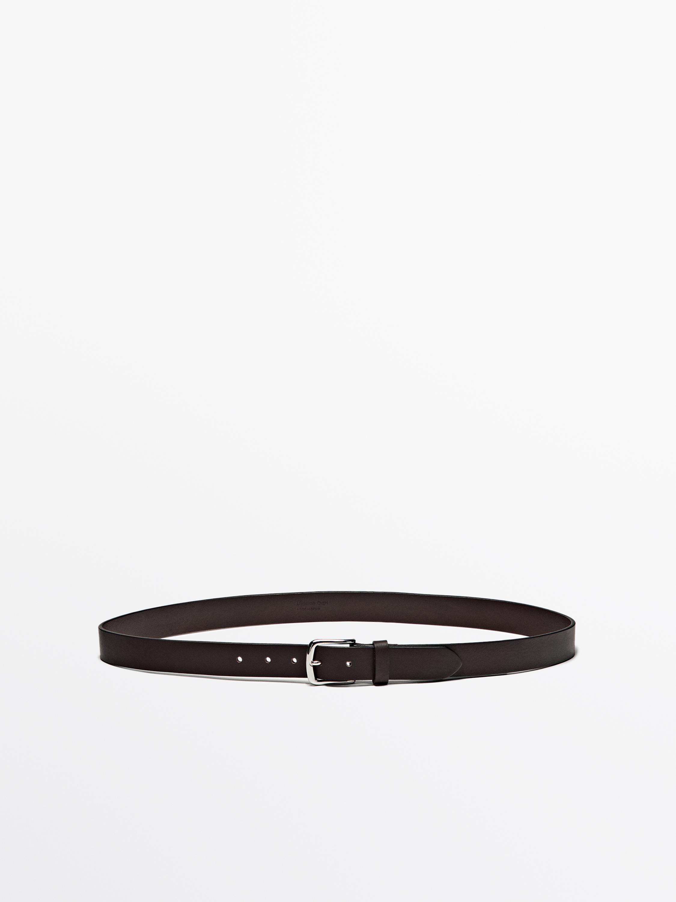 Nappa leather belt with nickel buckle