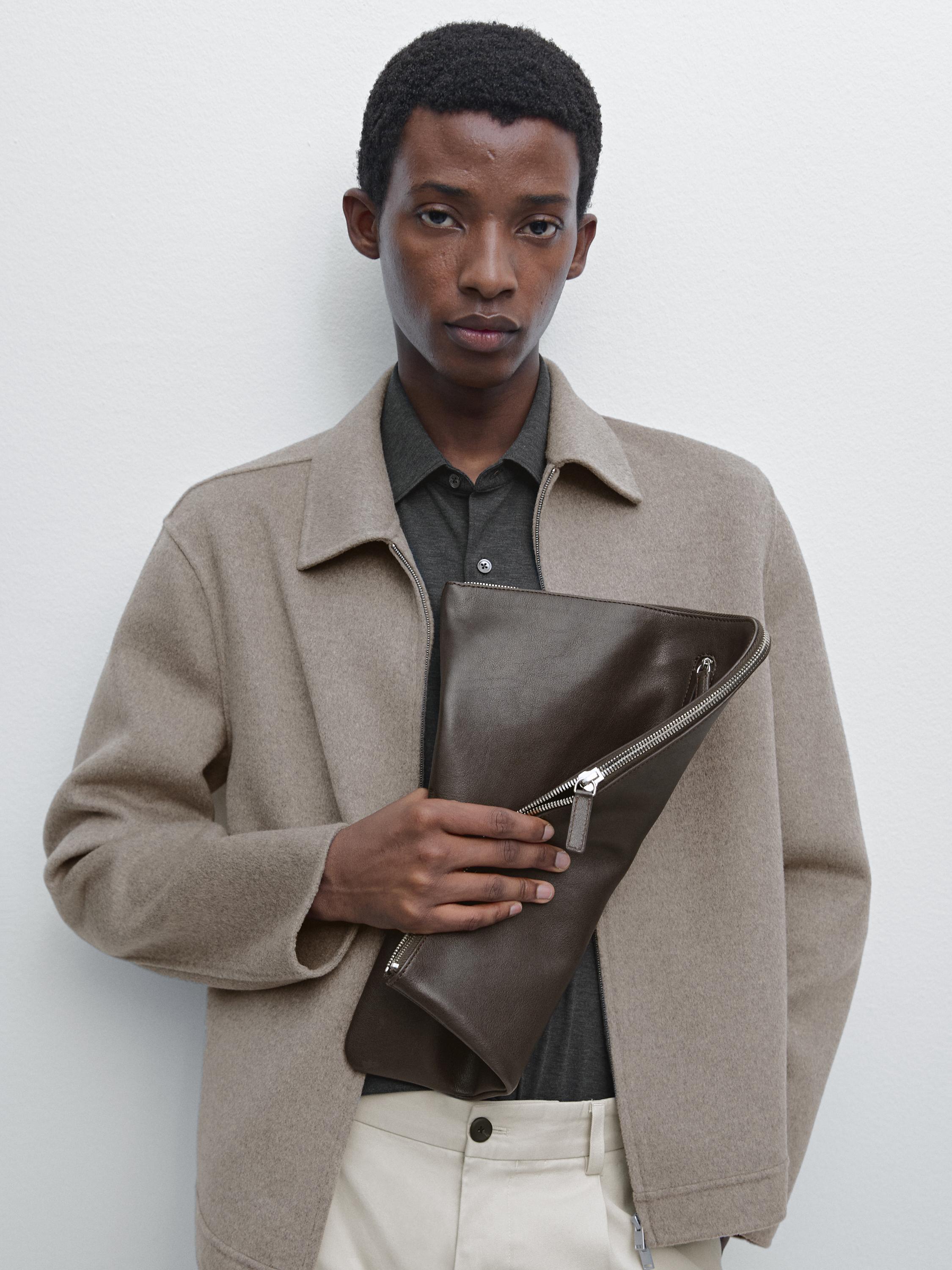 Nappa leather pouch clutch