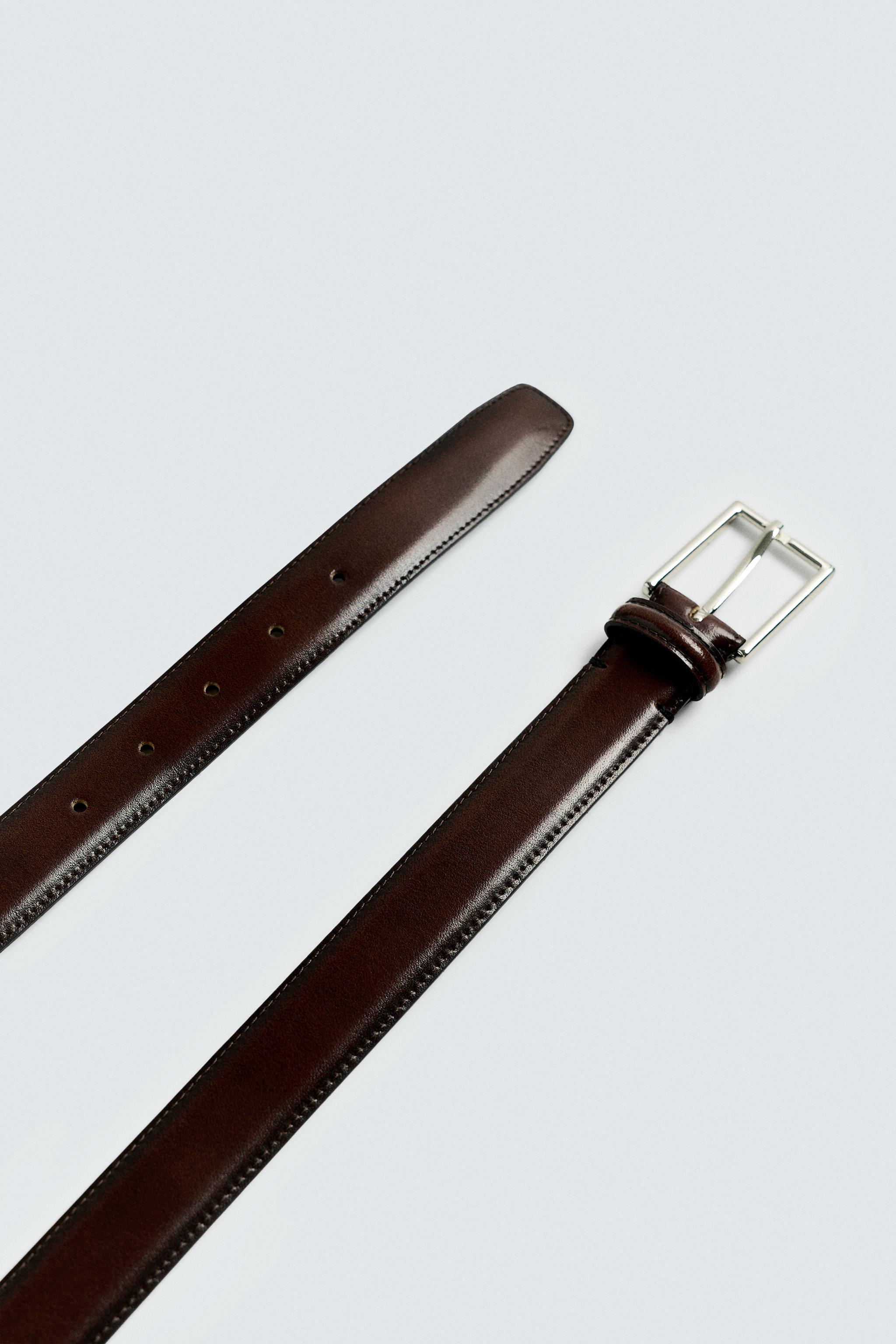 TOPSTITCHED LEATHER BELT