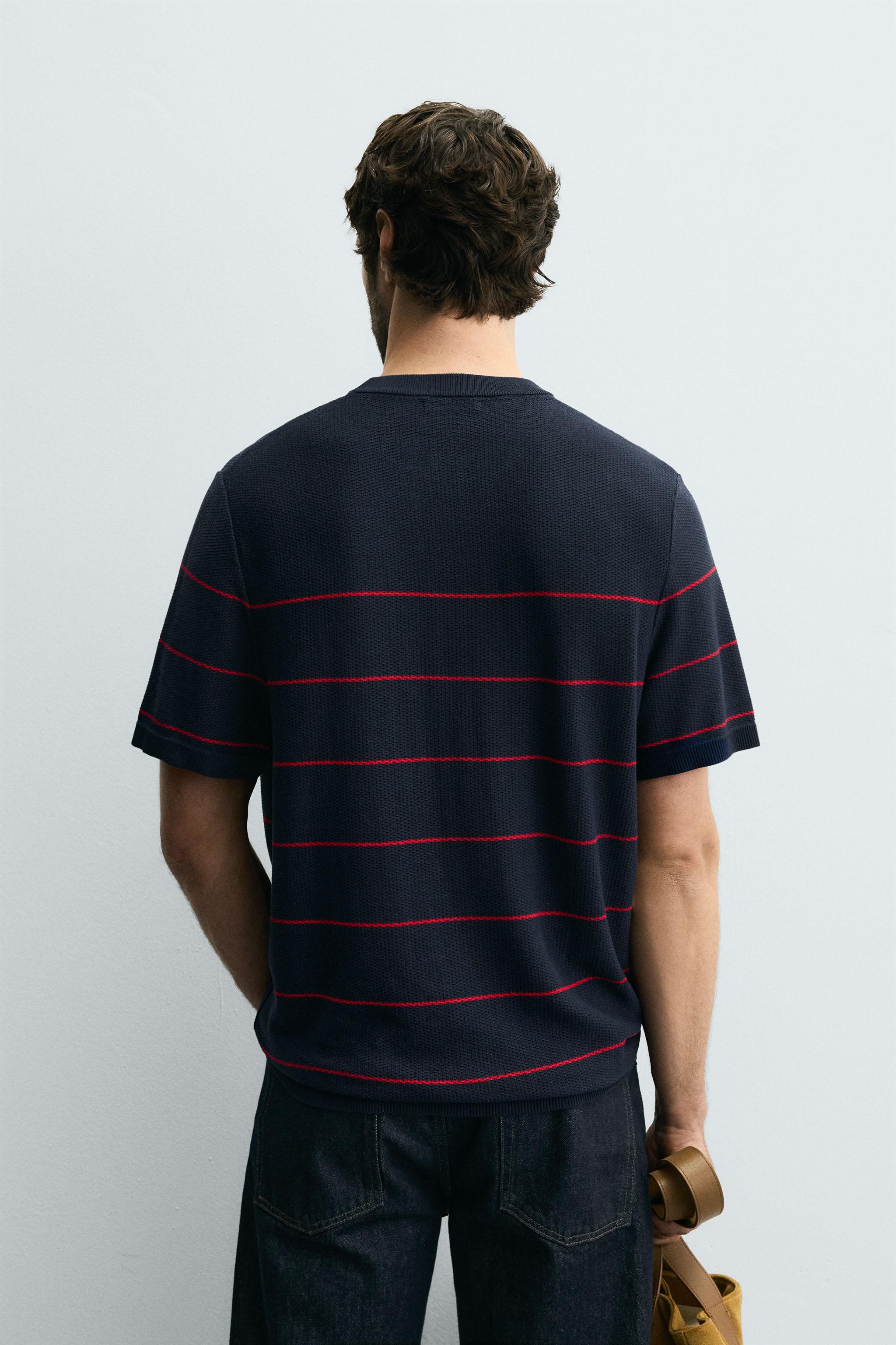 JACQUARD STRIPED KNIT T-SHIRT