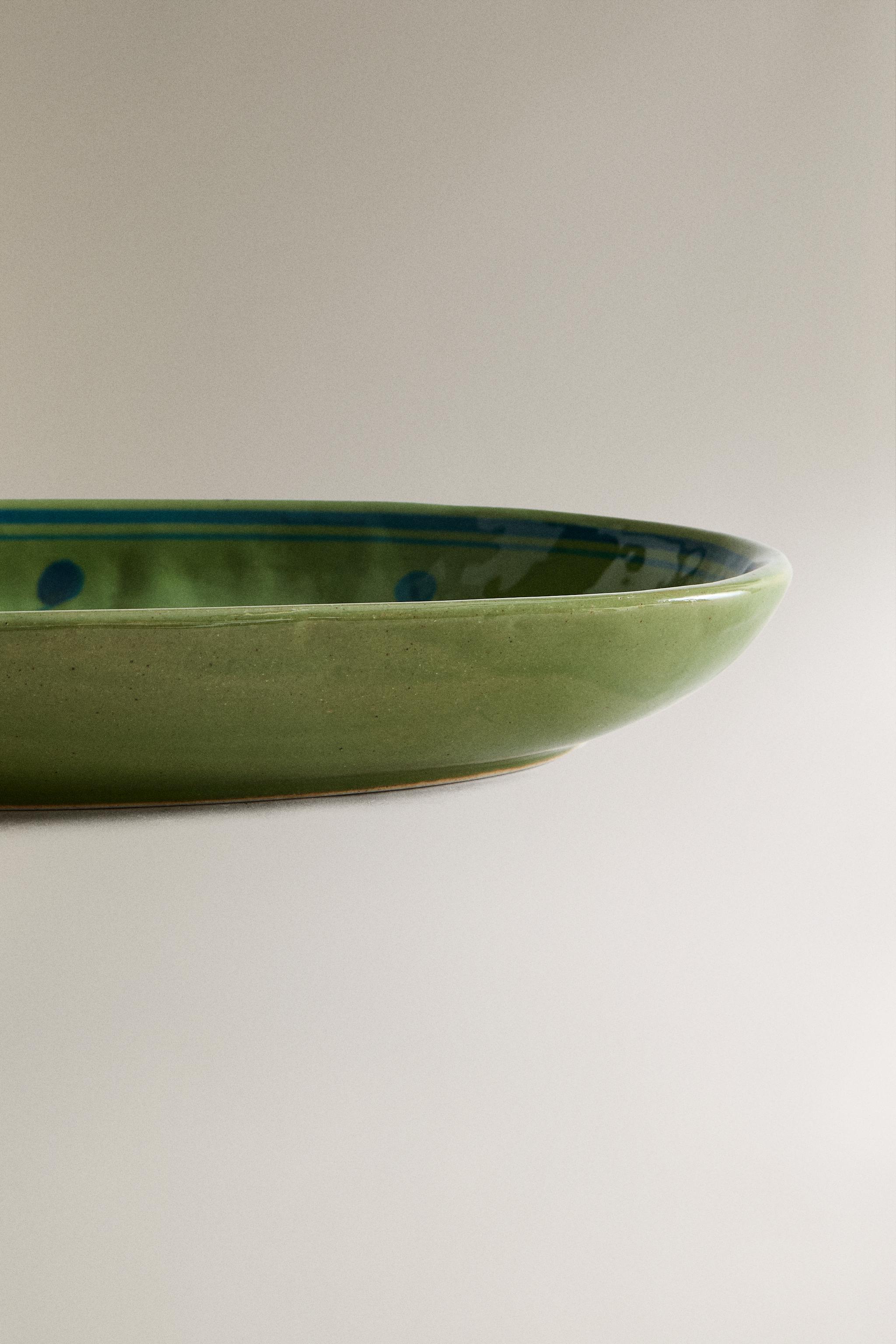 OVAL STONEWARE FLORAL SERVING DISH