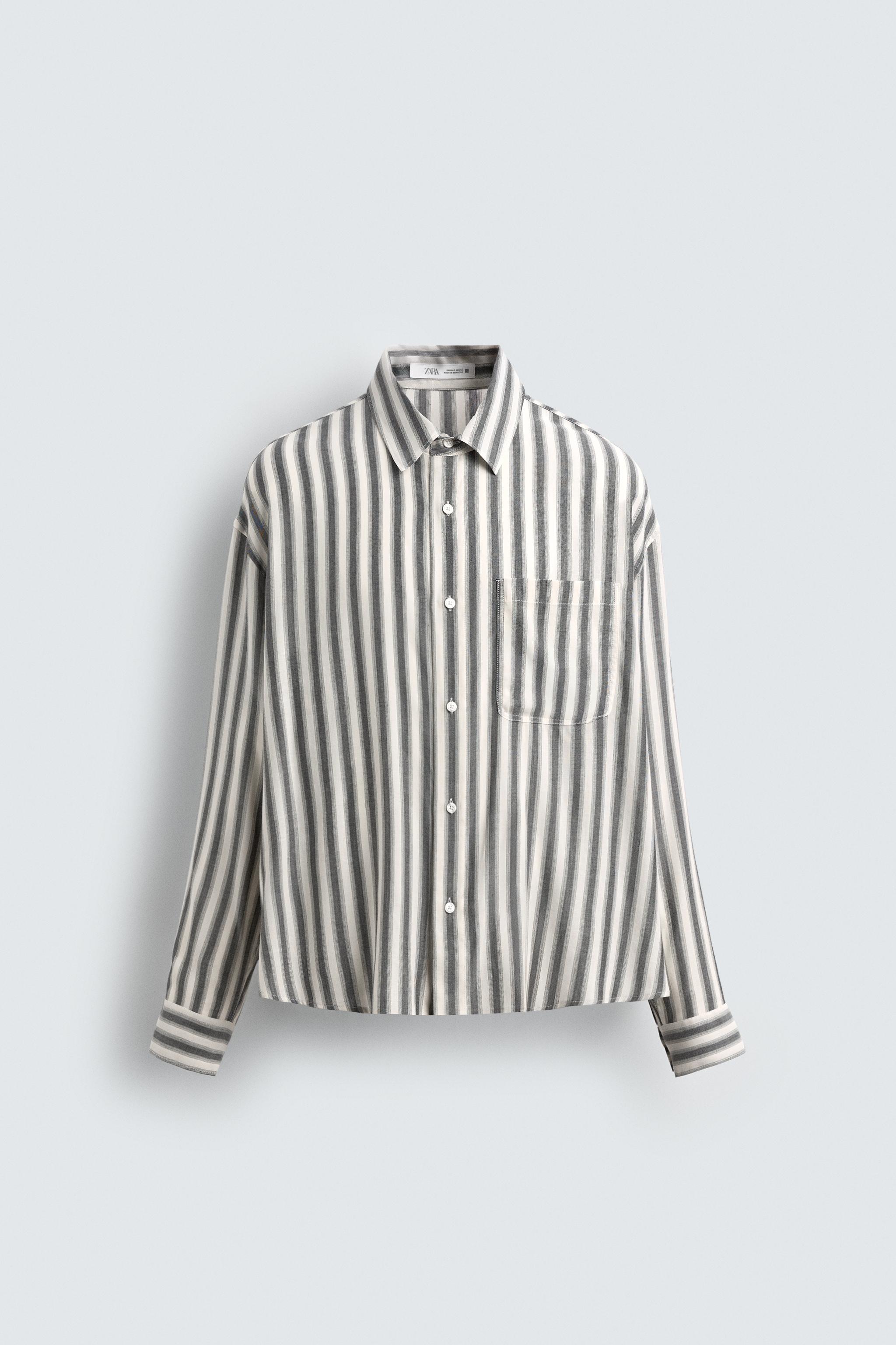STRIPED COTTON-VISCOSE SHIRT