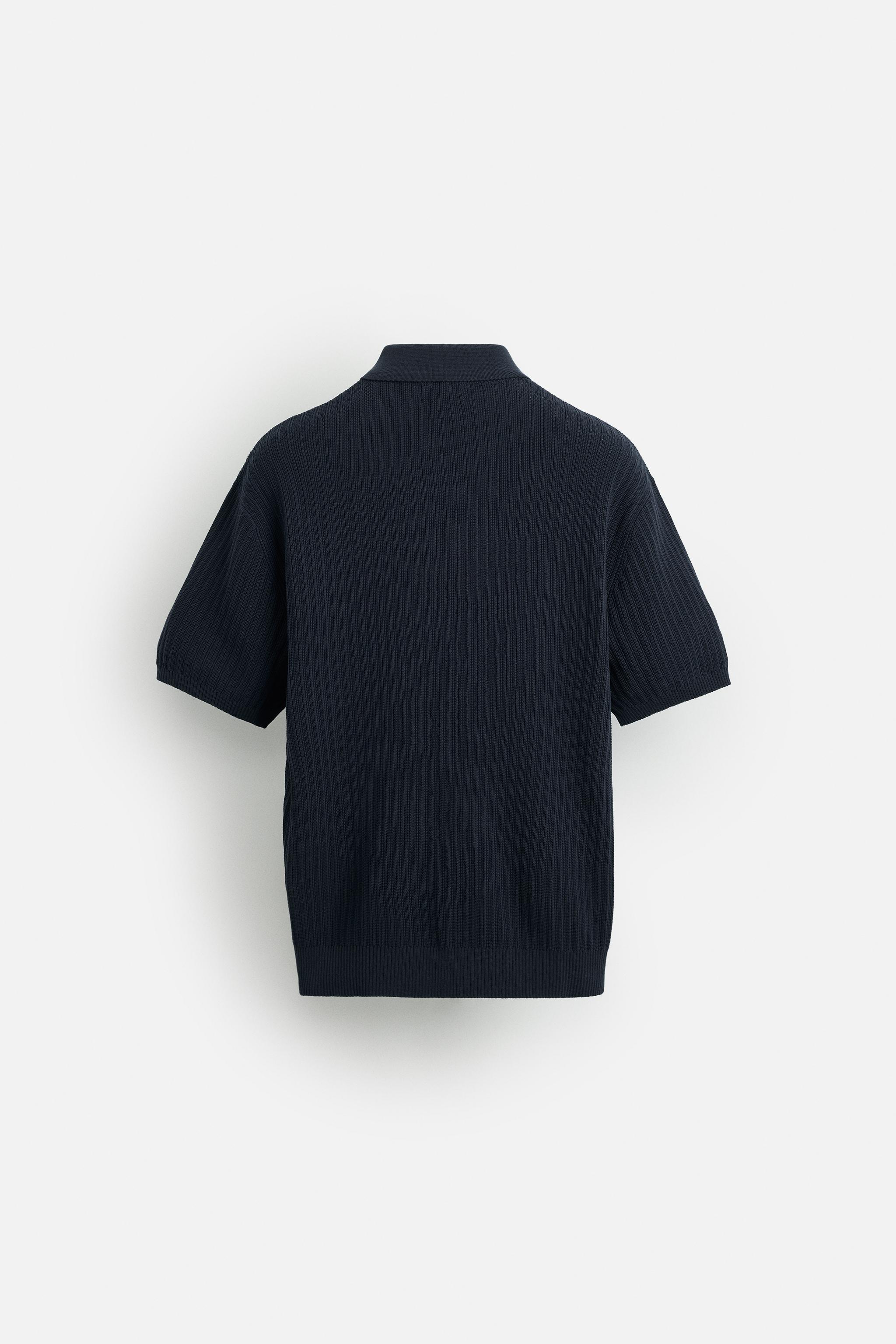 VERTICAL TEXTURED KNIT POLO SHIRT