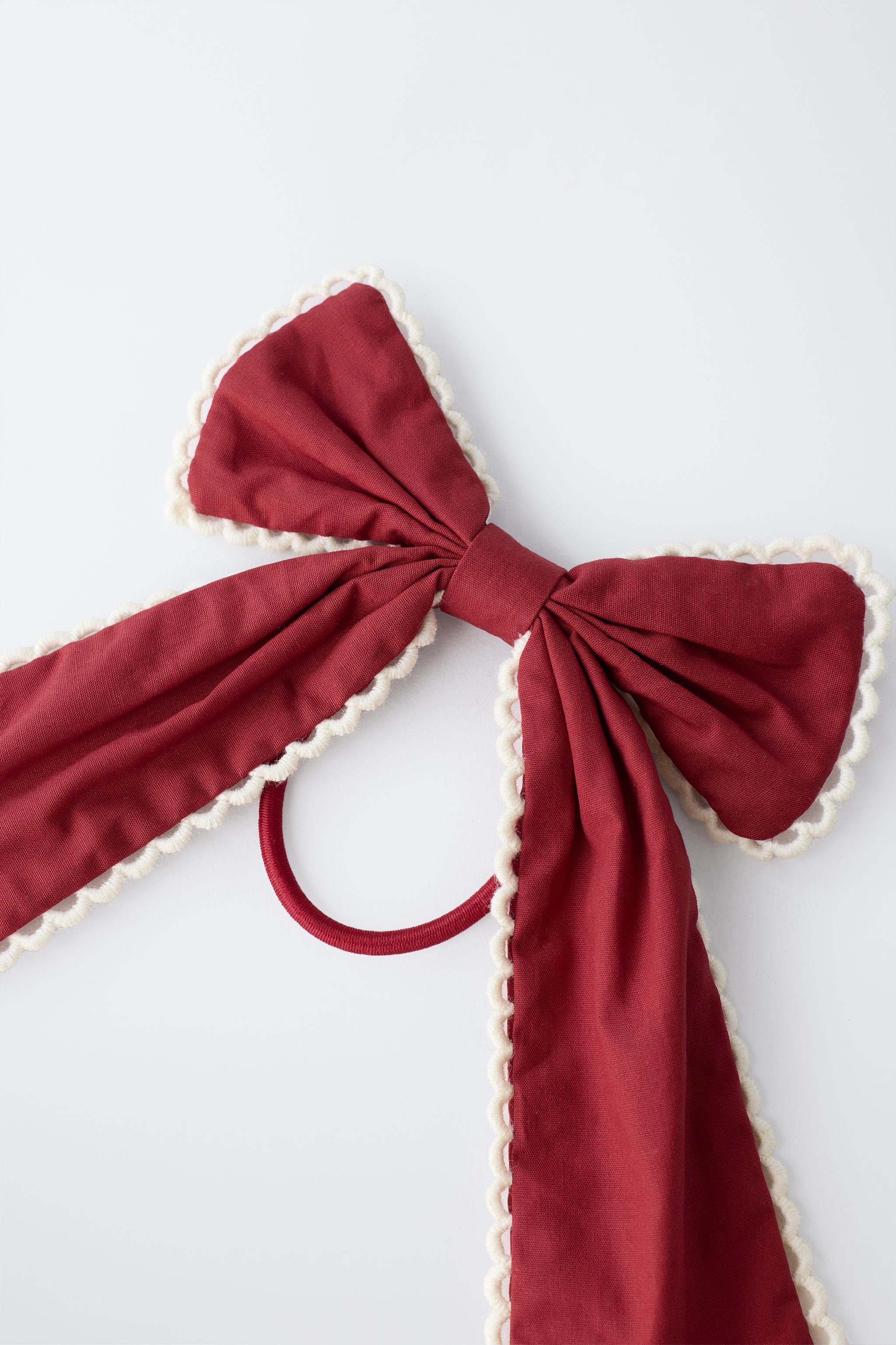 CONTRAST TRIM BOW HAIR TIE