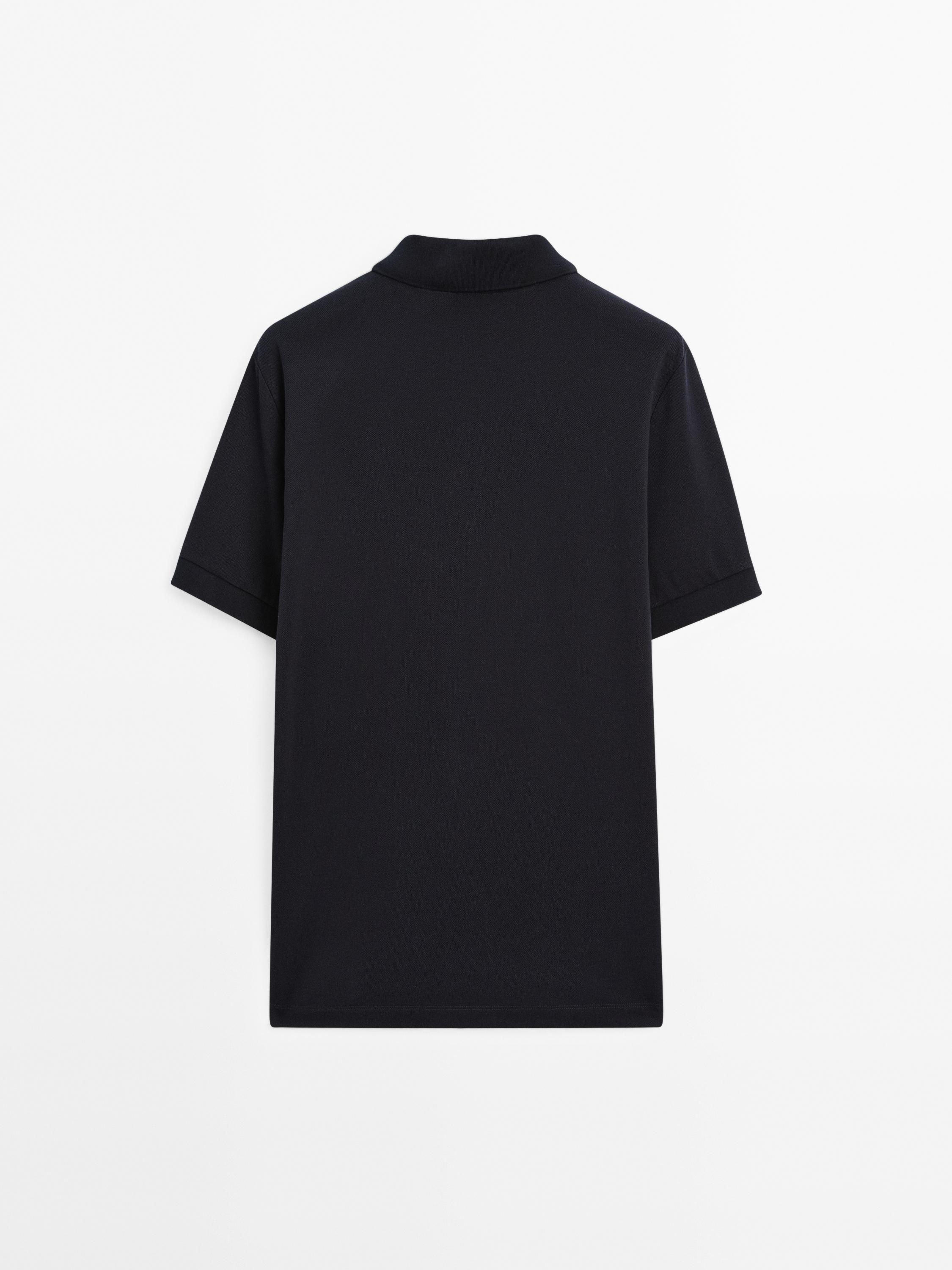 Short sleeve micro-textured polo shirt