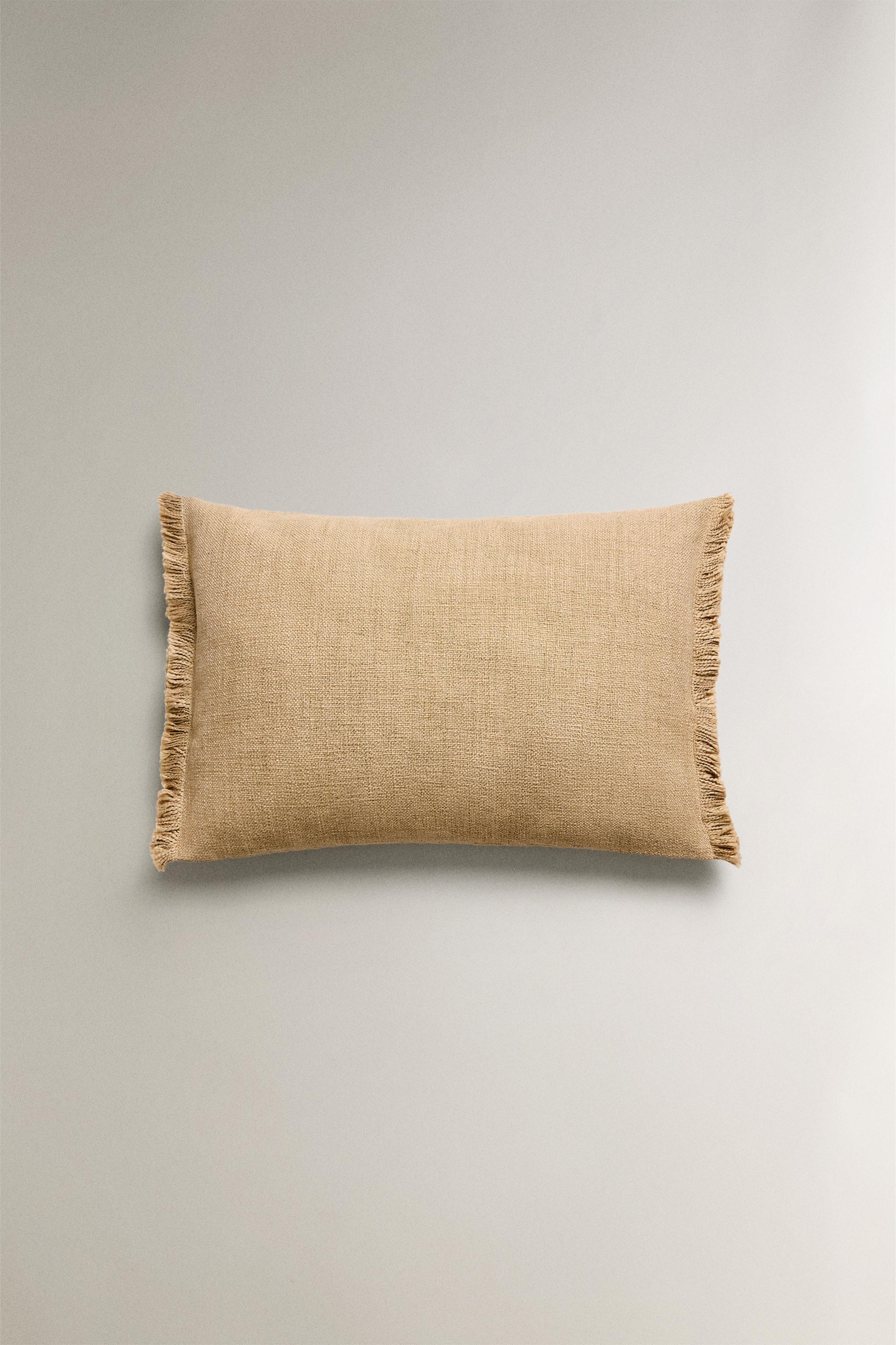 FRINGED THROW PILLOW COVER