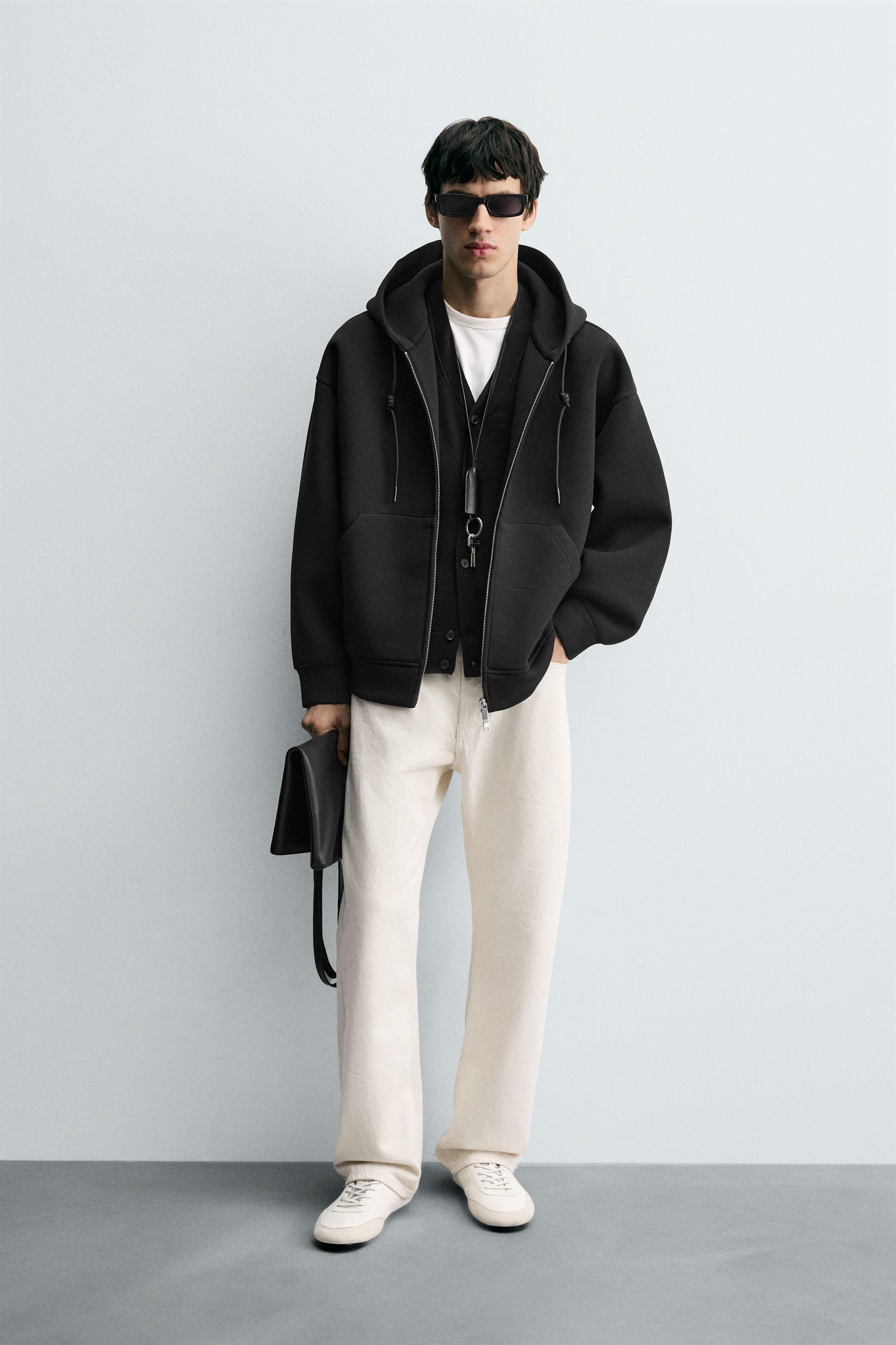 NEOPRENE EFFECT HOODIE SWEATSHIRT