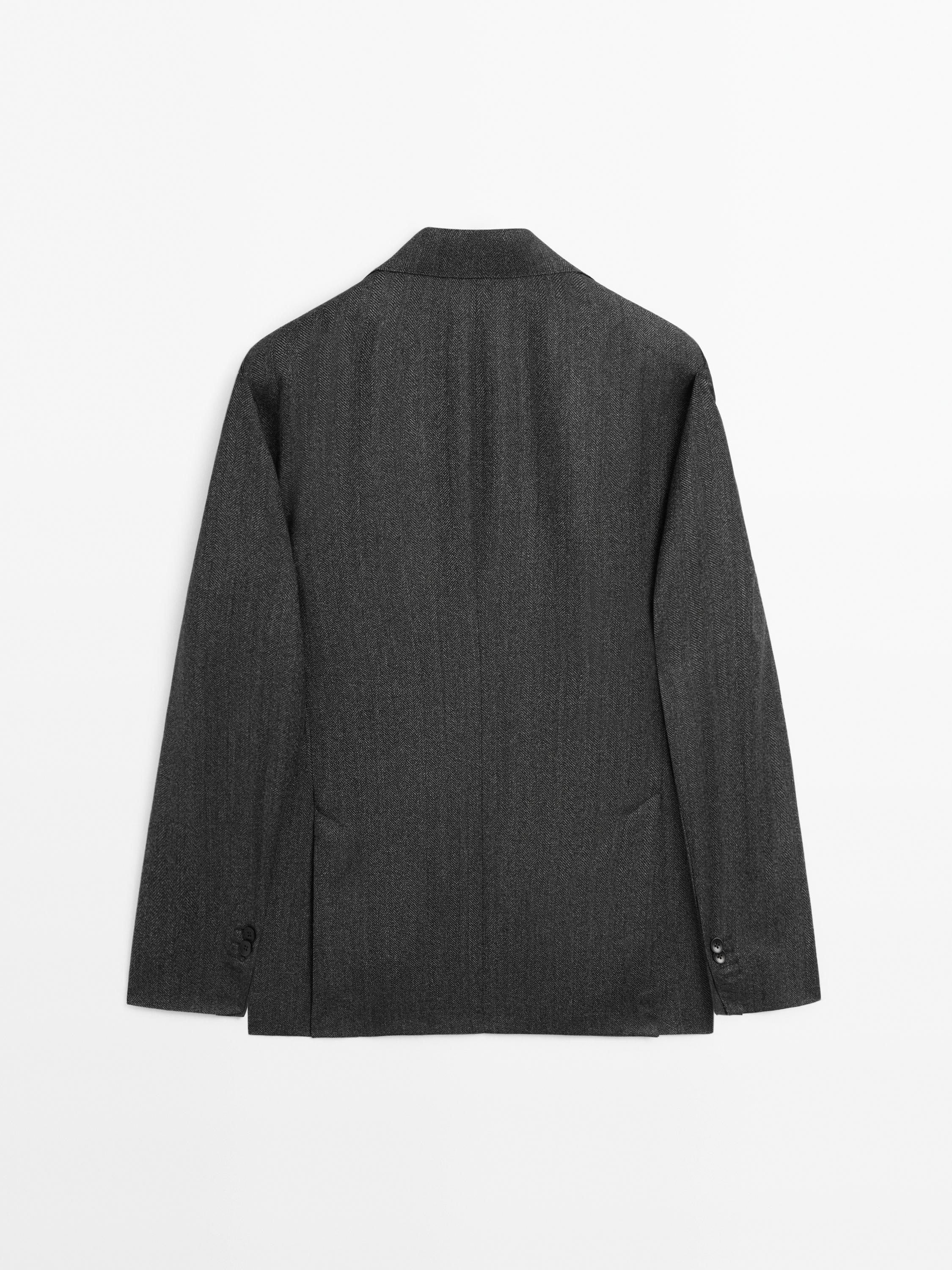 Herringbone wool blend blazer