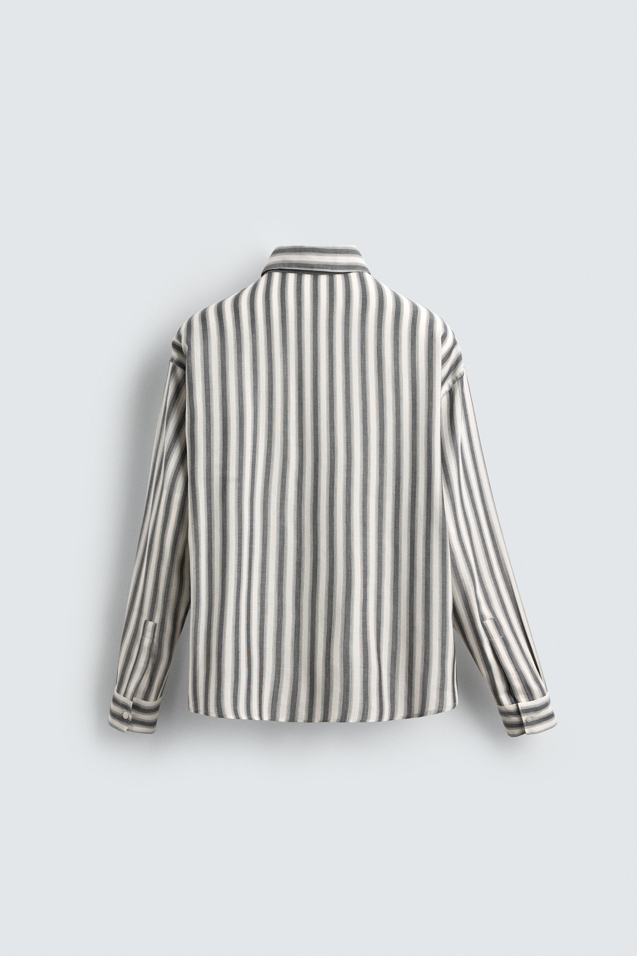 STRIPED COTTON-VISCOSE SHIRT