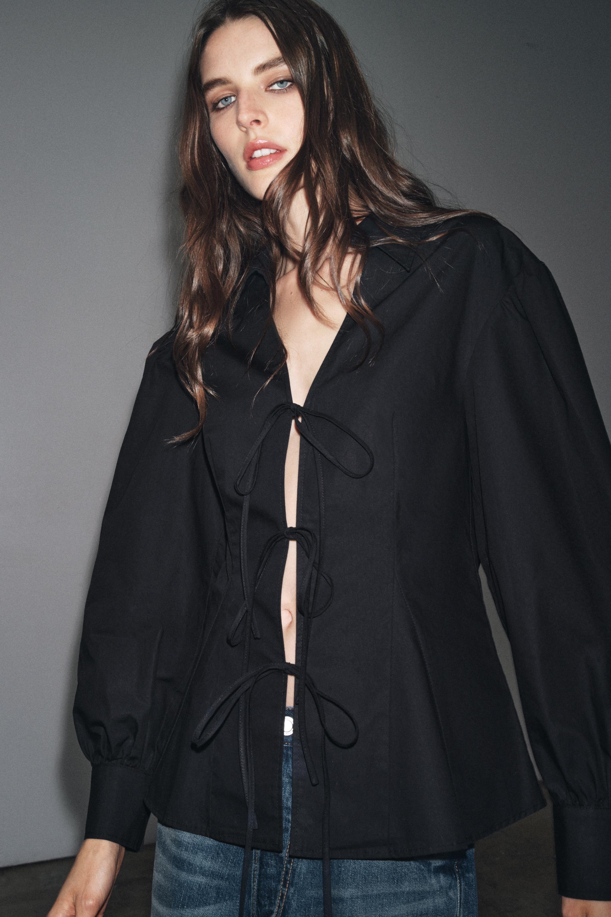 POPLIN SHIRT WITH TIES ZW COLLECTION