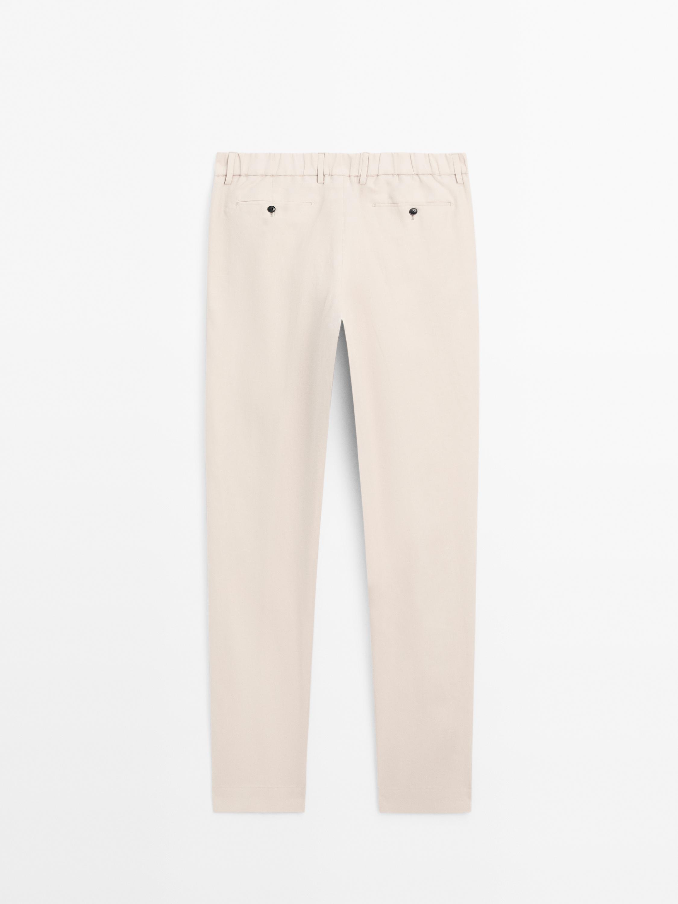 100% linen regular fit trousers
