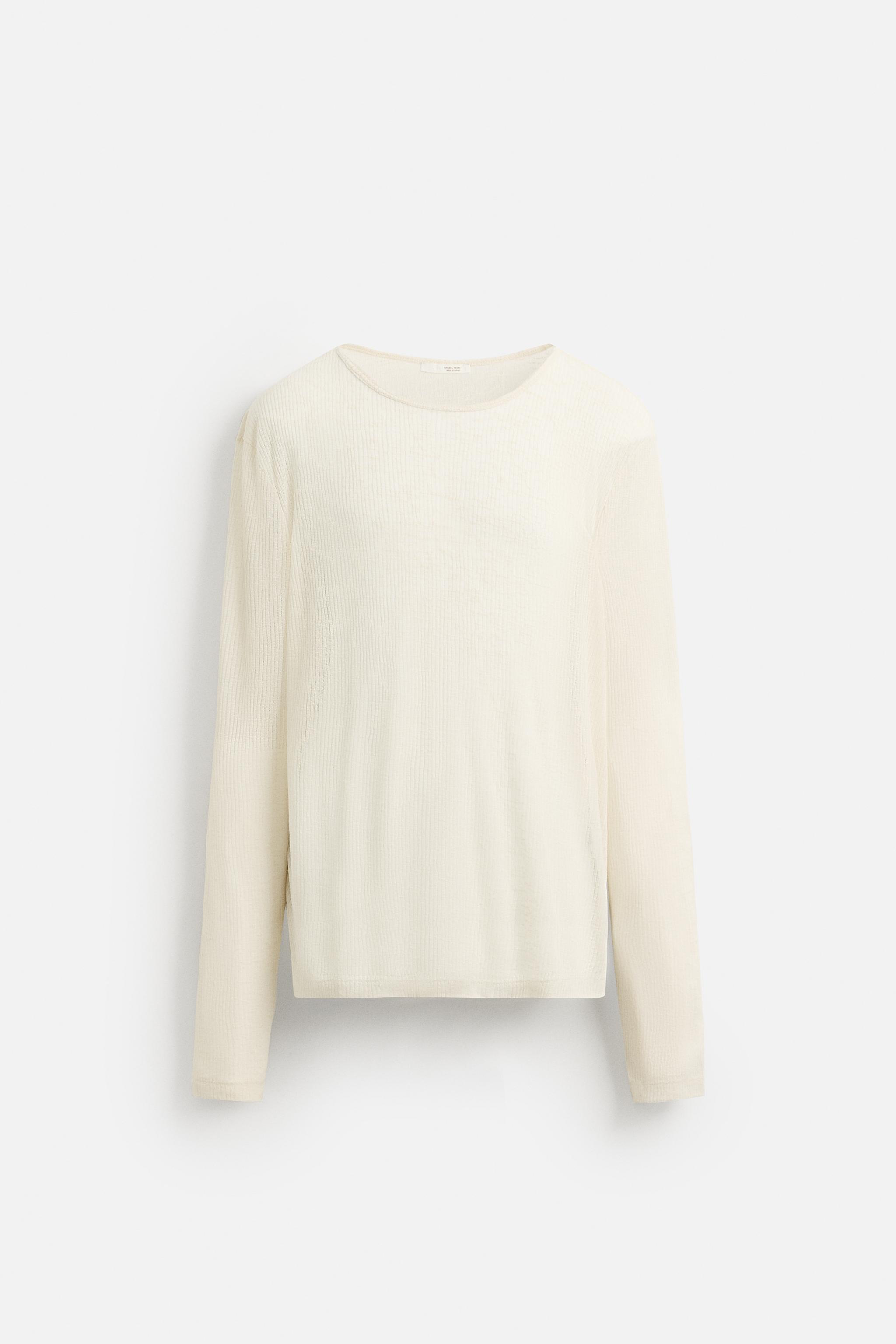 SEMI-SHEER TEXTURED T-SHIRT