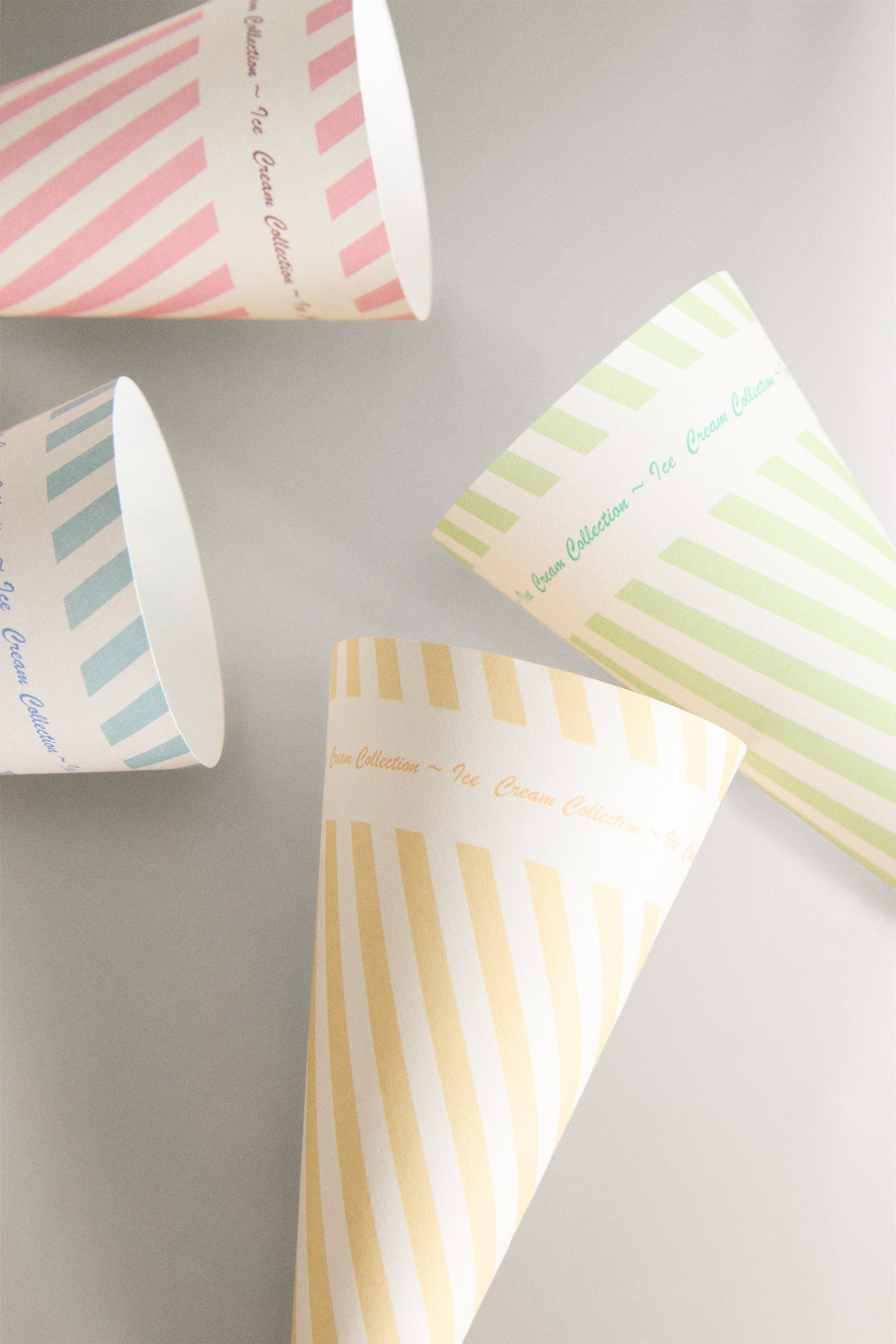 SET OF STRIPED ICE CREAM CONES (SET OF 16)