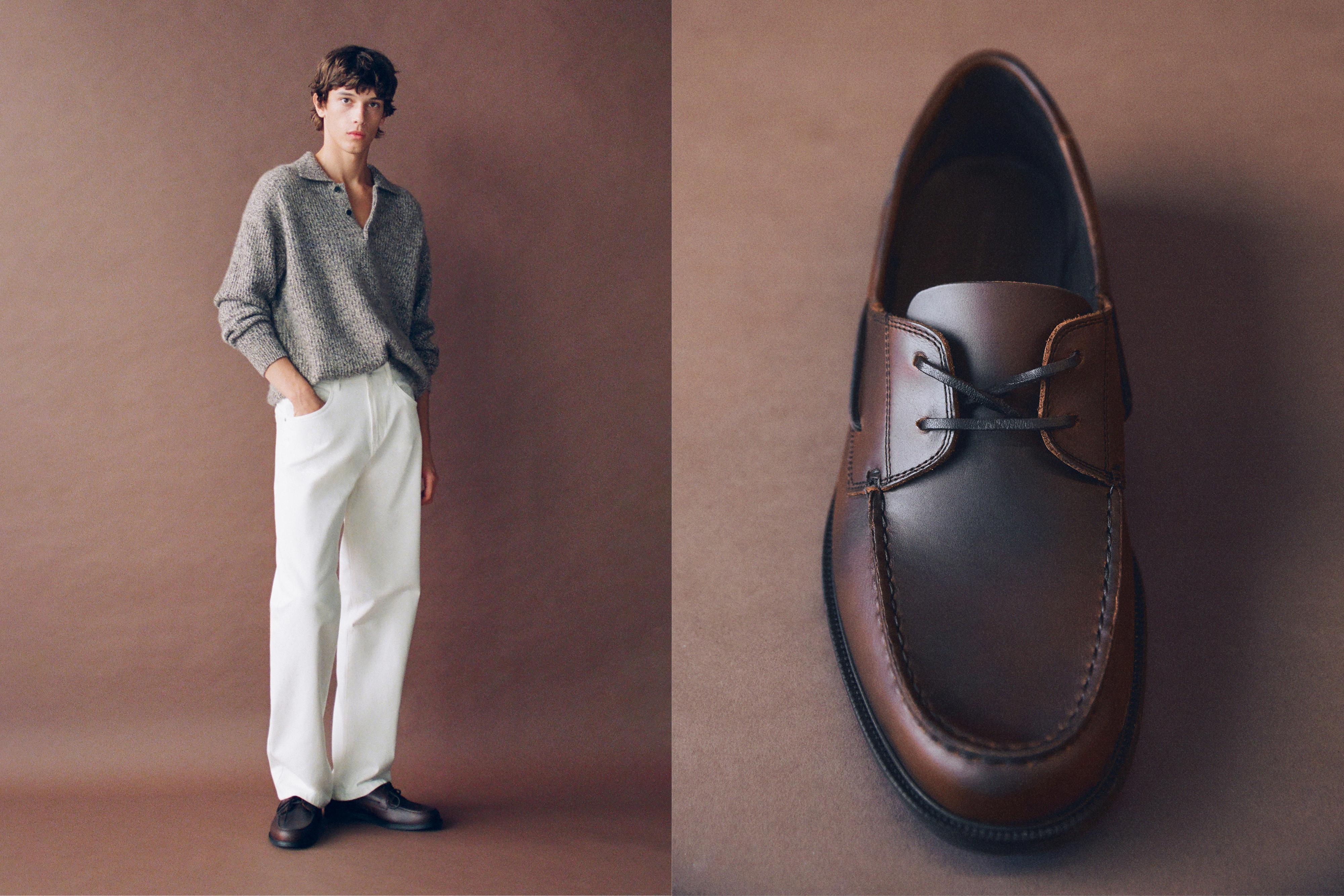 Oiled leather deck shoes