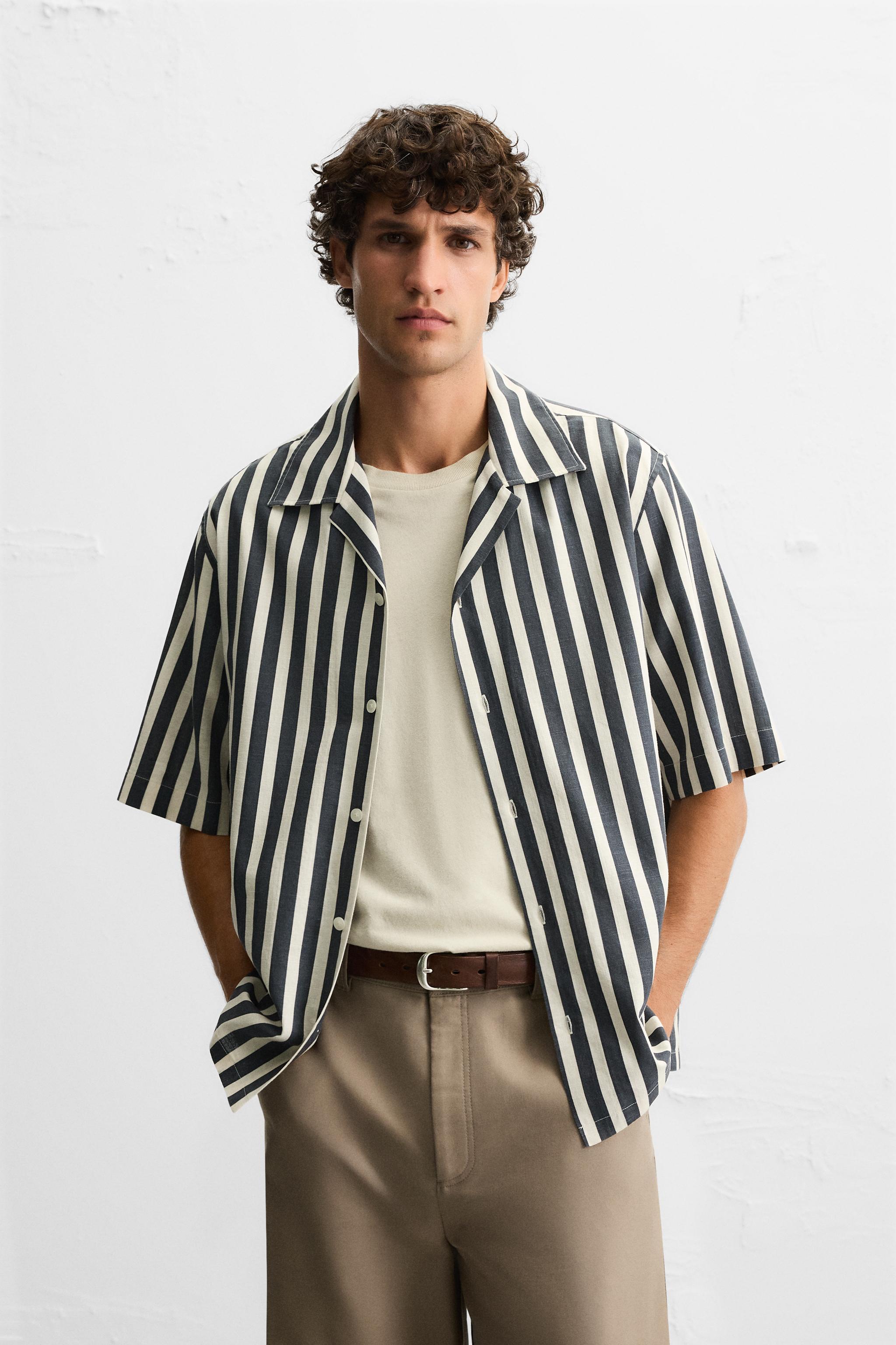 TEXTURED WEAVE STRIPED SHIRT
