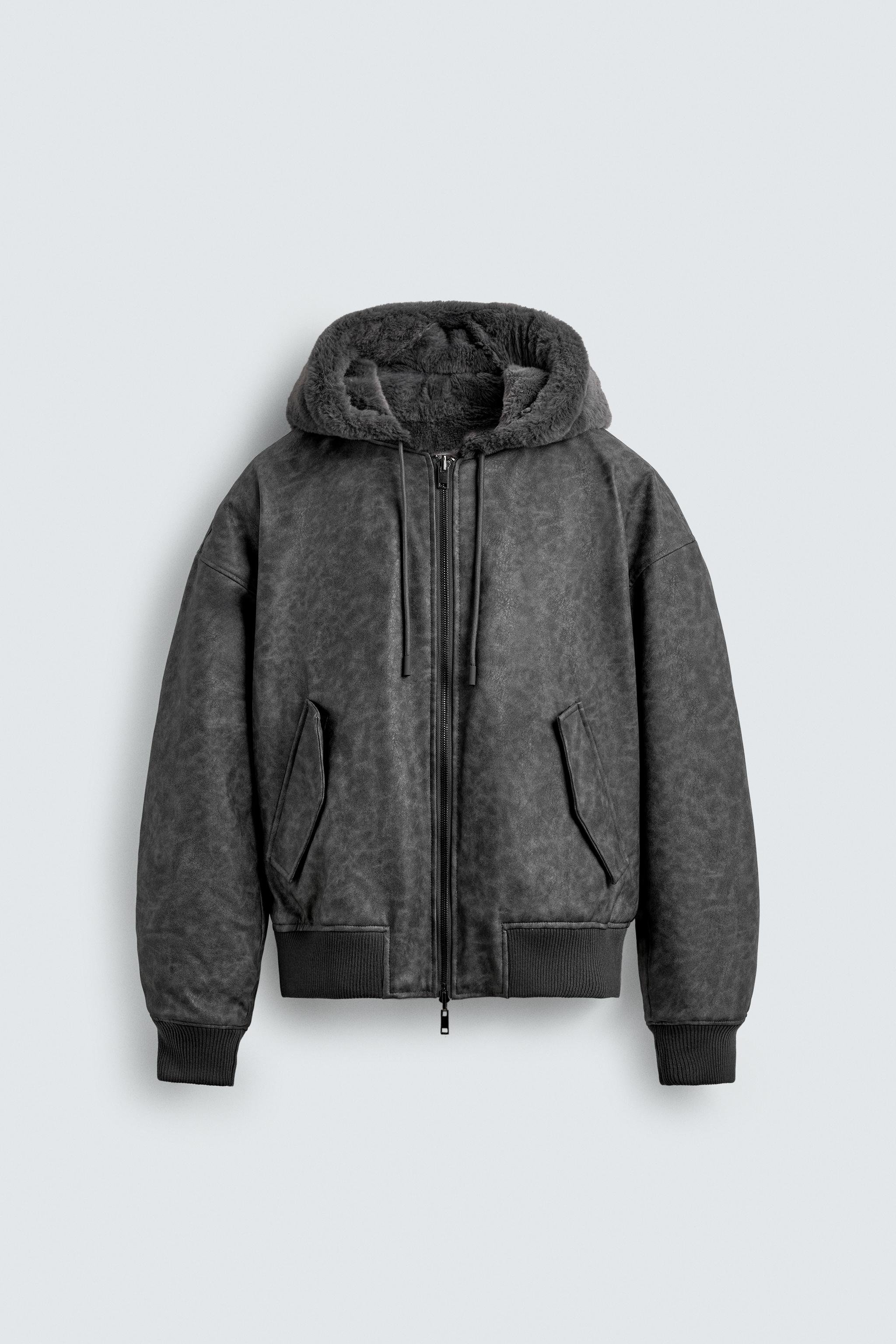 FAUX LEATHER REVERSIBLE BOMBER JACKET