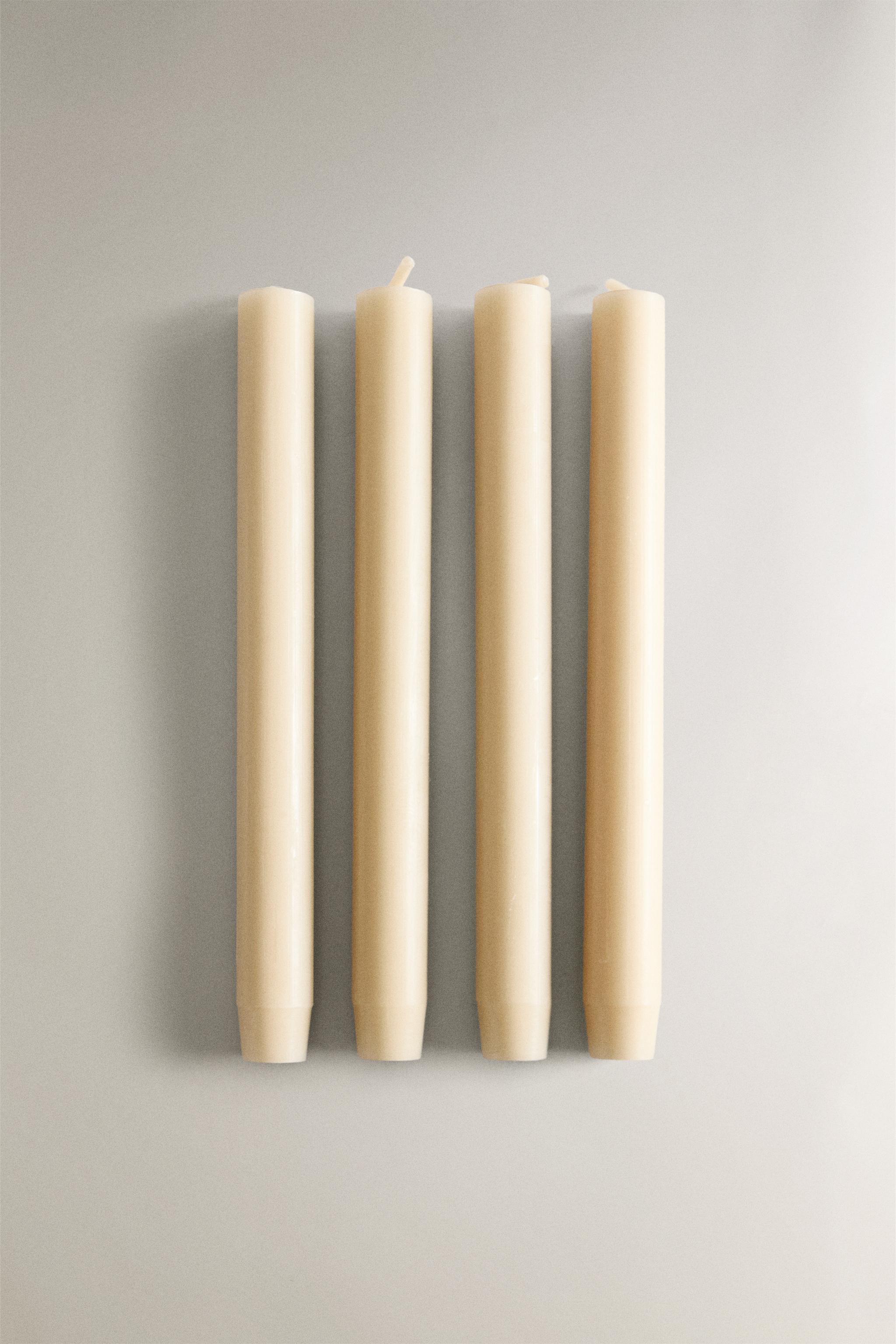 SET OF DECORATIVE CYLINDRICAL LONG TAPER CANDLES (SET OF 4)