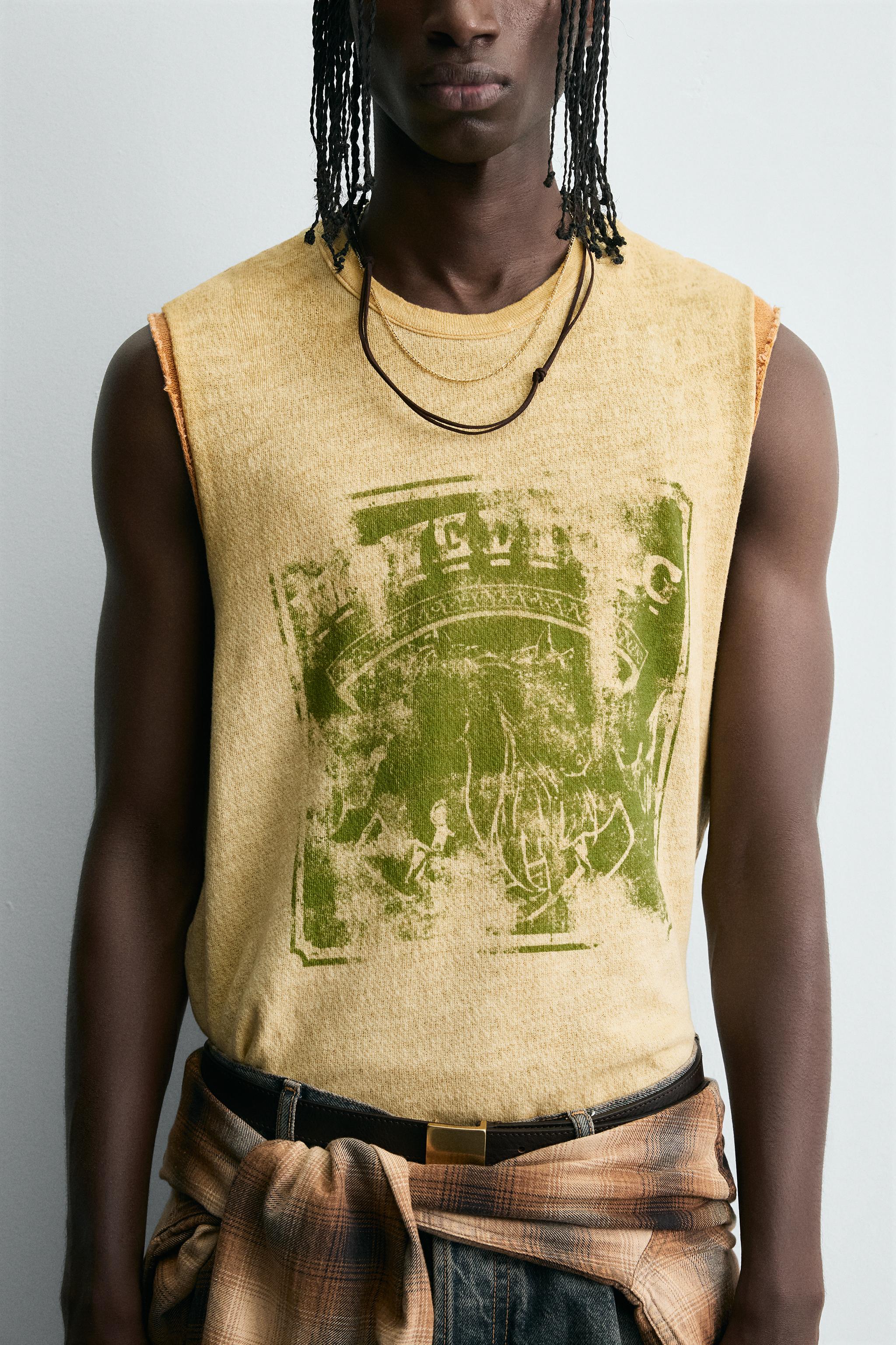 WASHED PRINT KNIT TANK TOP