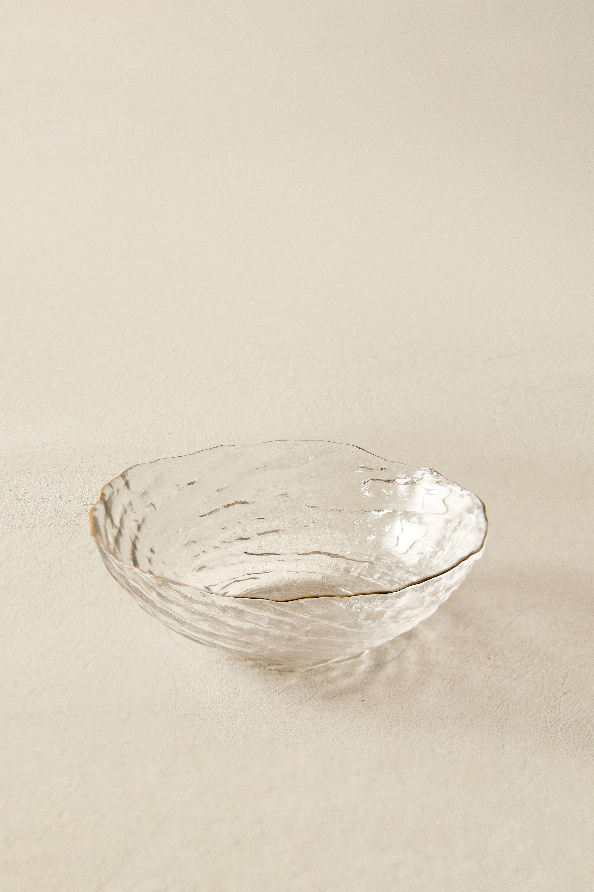 GLASS BOWL WITH GOLD RIM