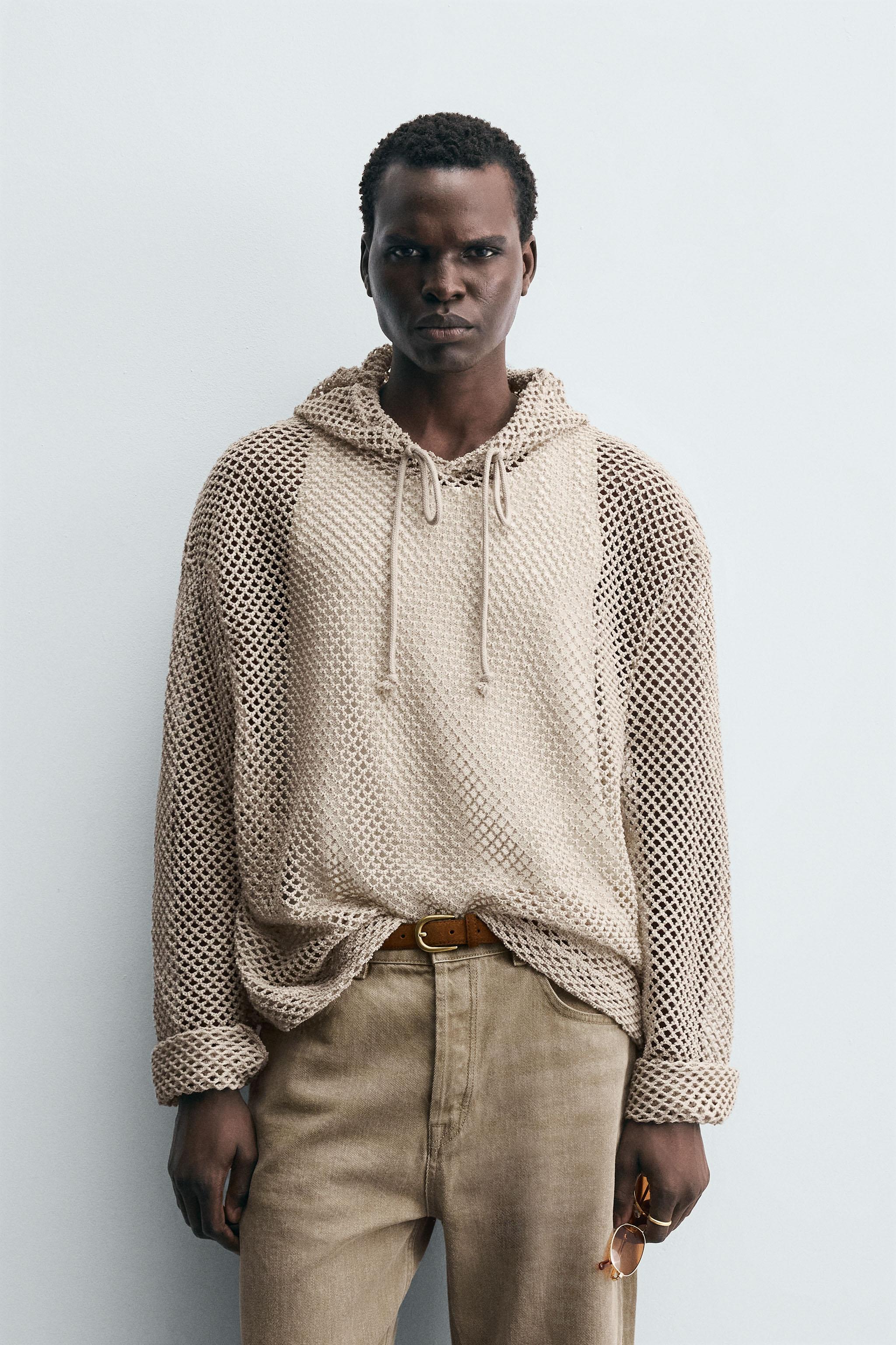 CROCHET TEXTURED SWEATSHIRT