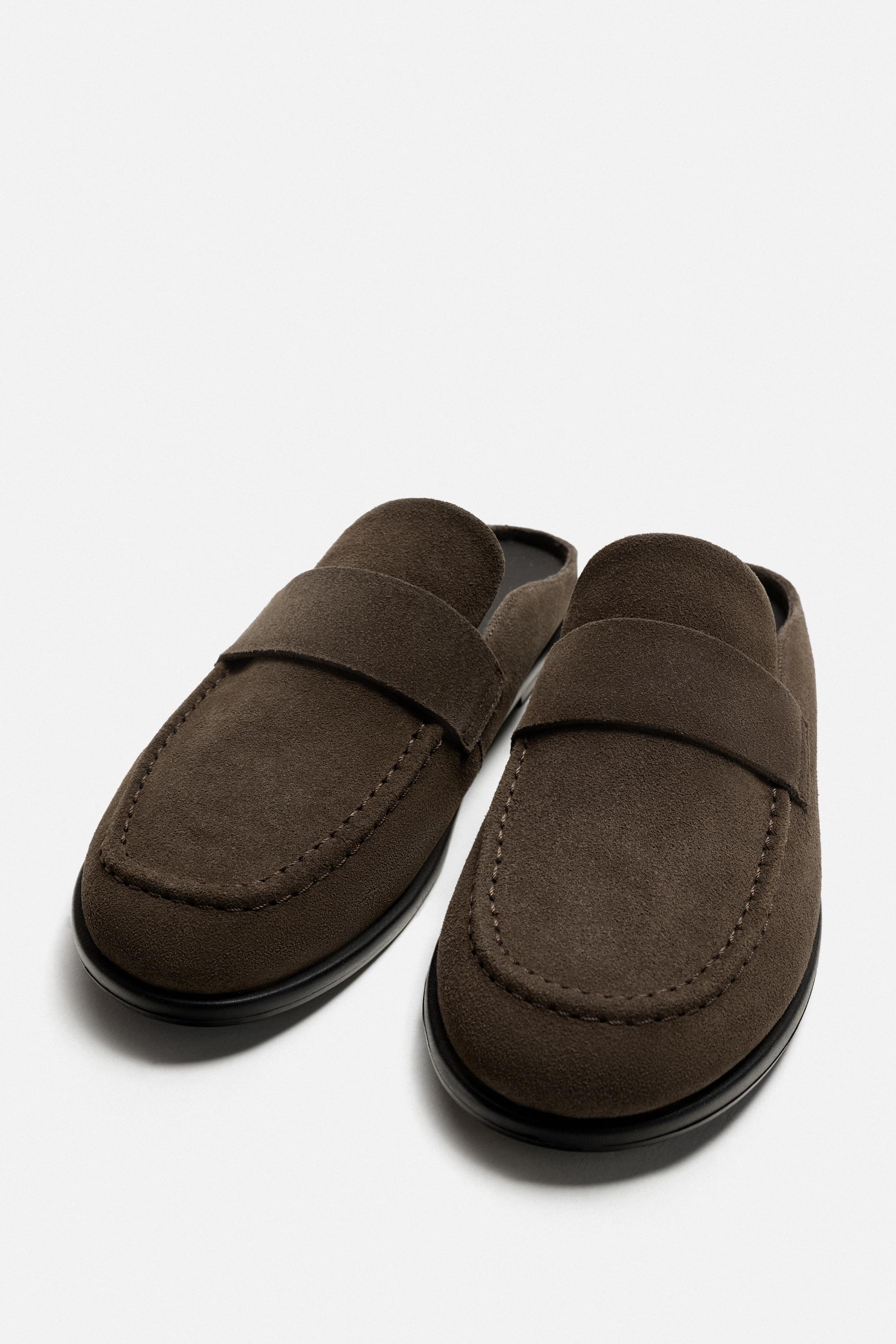 LEATHER OPEN BACK LOAFERS