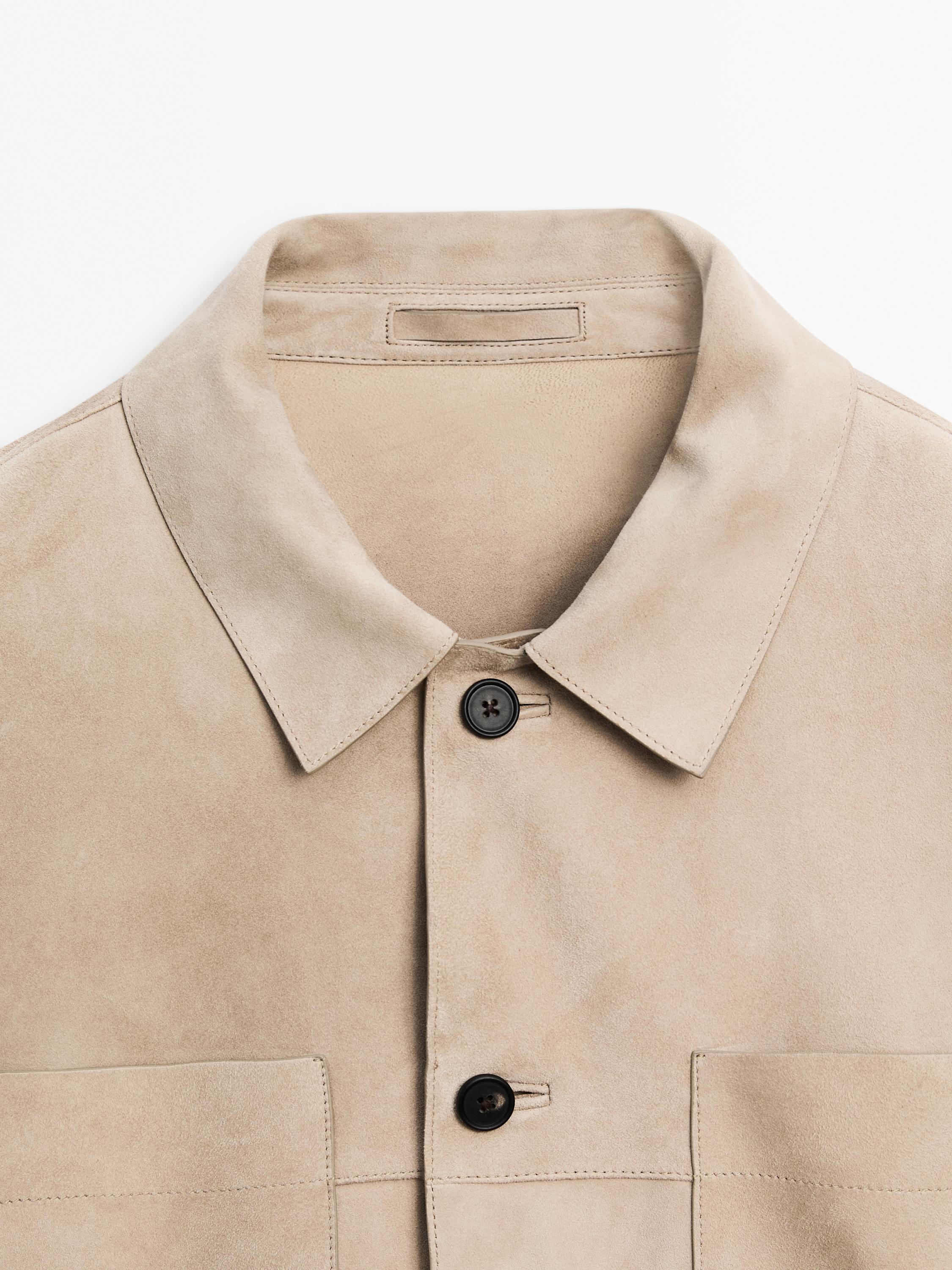 Suede leather overshirt