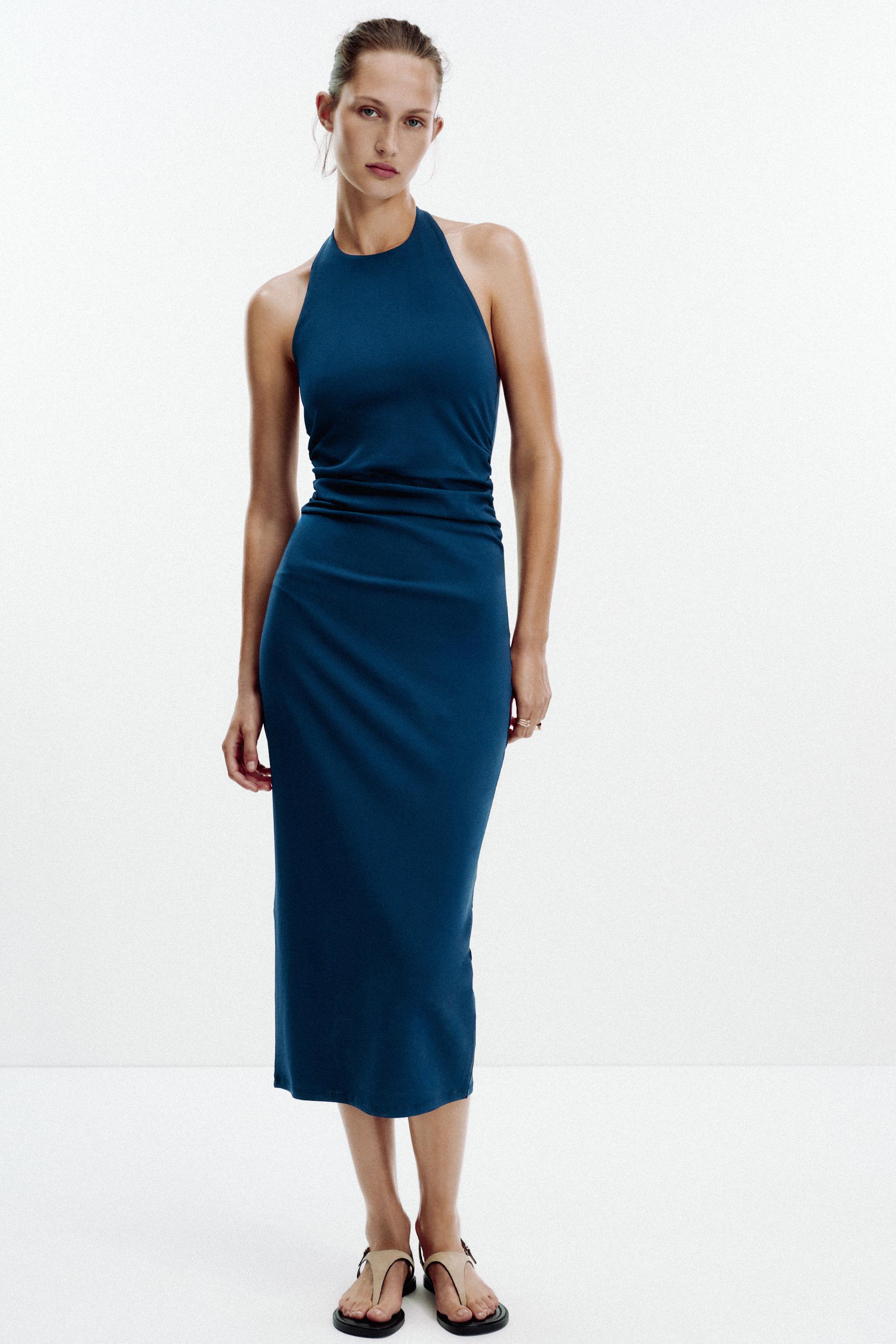 DRAPED HALTER DRESS